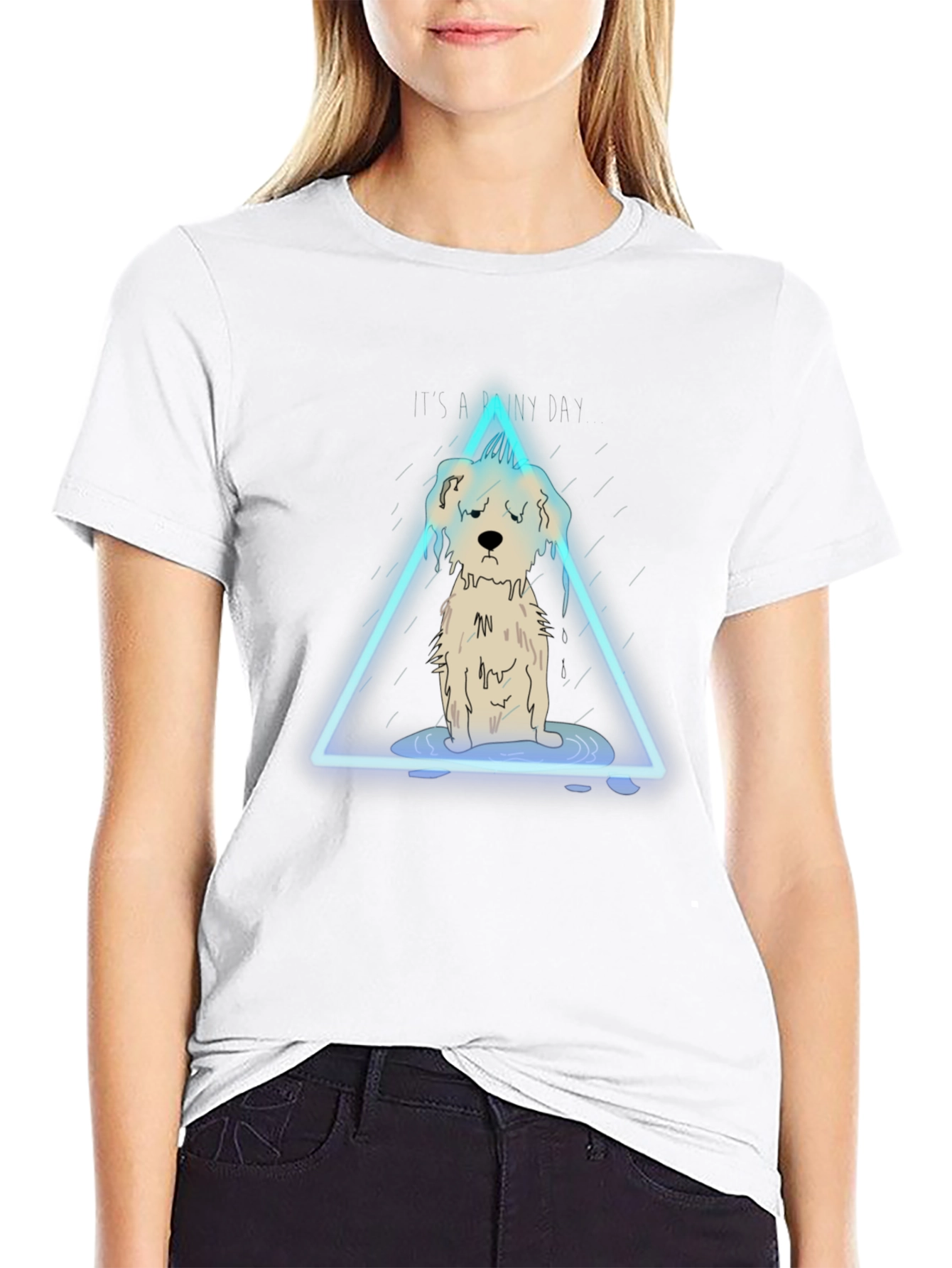 Sad Dog Graphic Tee - Rainy Day Vibes