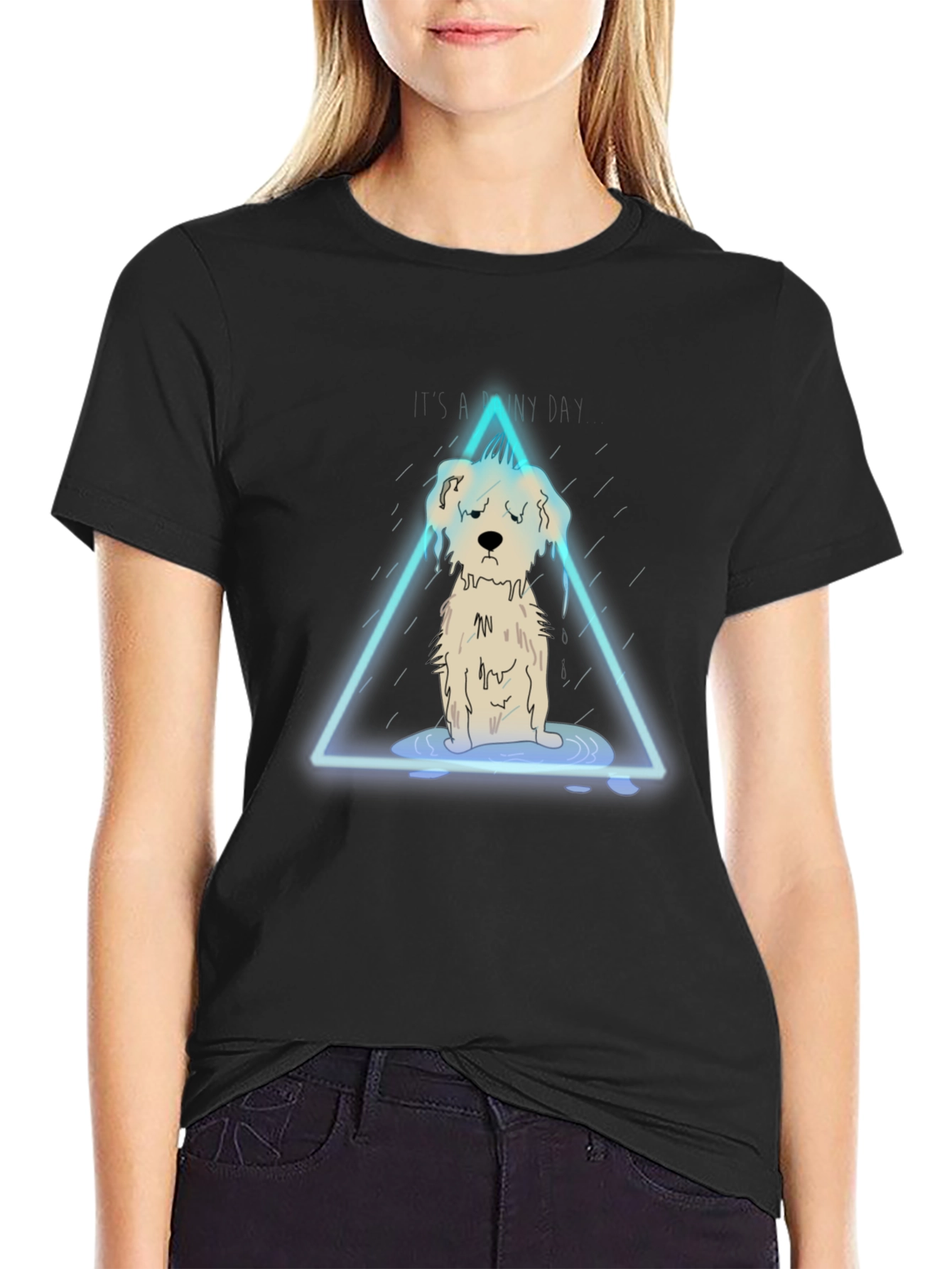 Sad Dog Graphic Tee - Rainy Day Vibes
