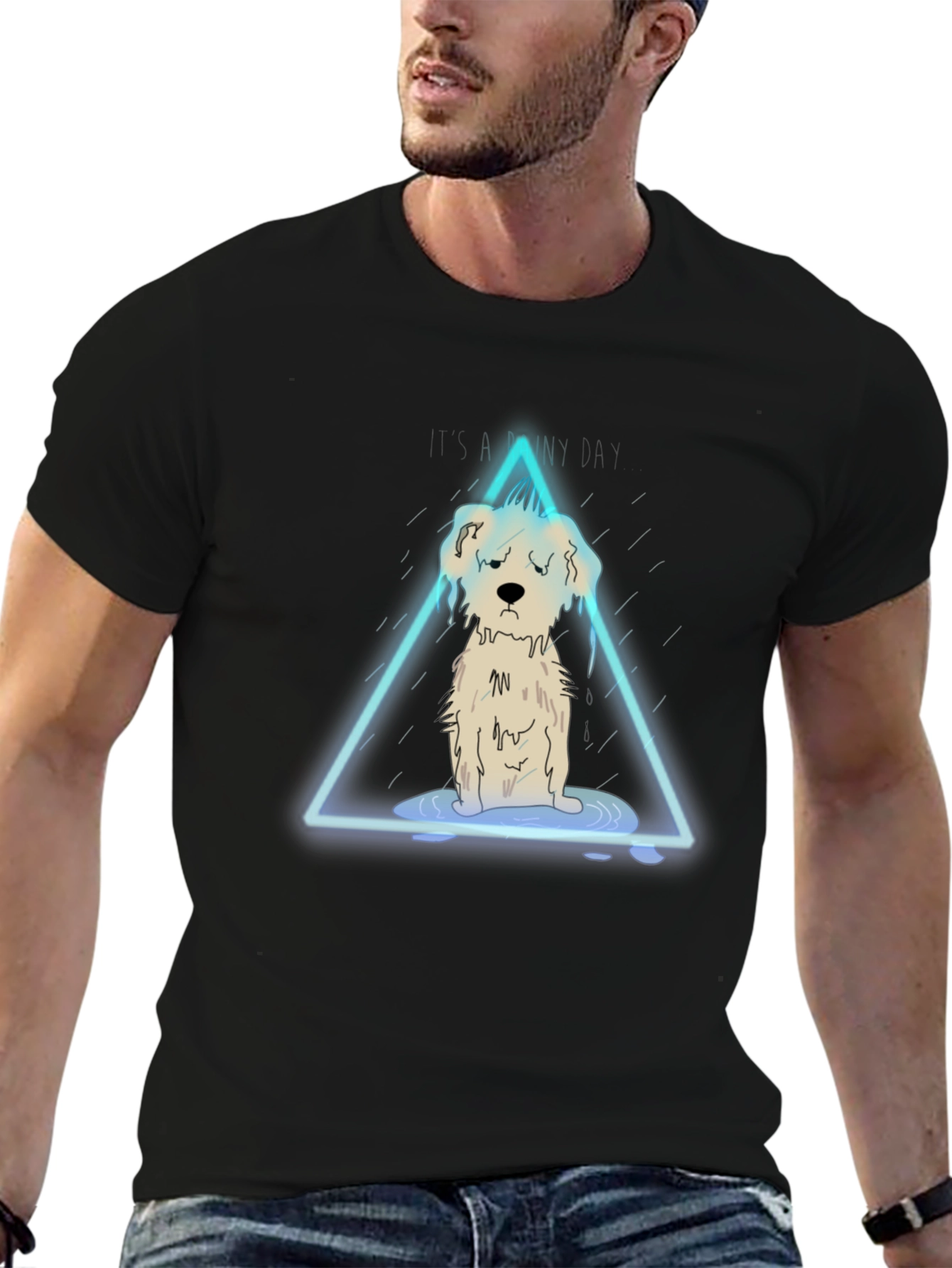 Sad Dog Graphic Tee - Rainy Day Vibes