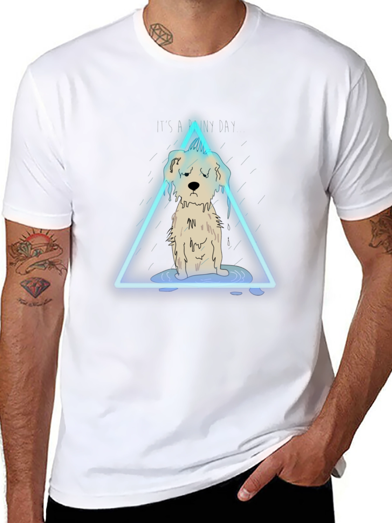 Sad Dog Graphic Tee - Rainy Day Vibes
