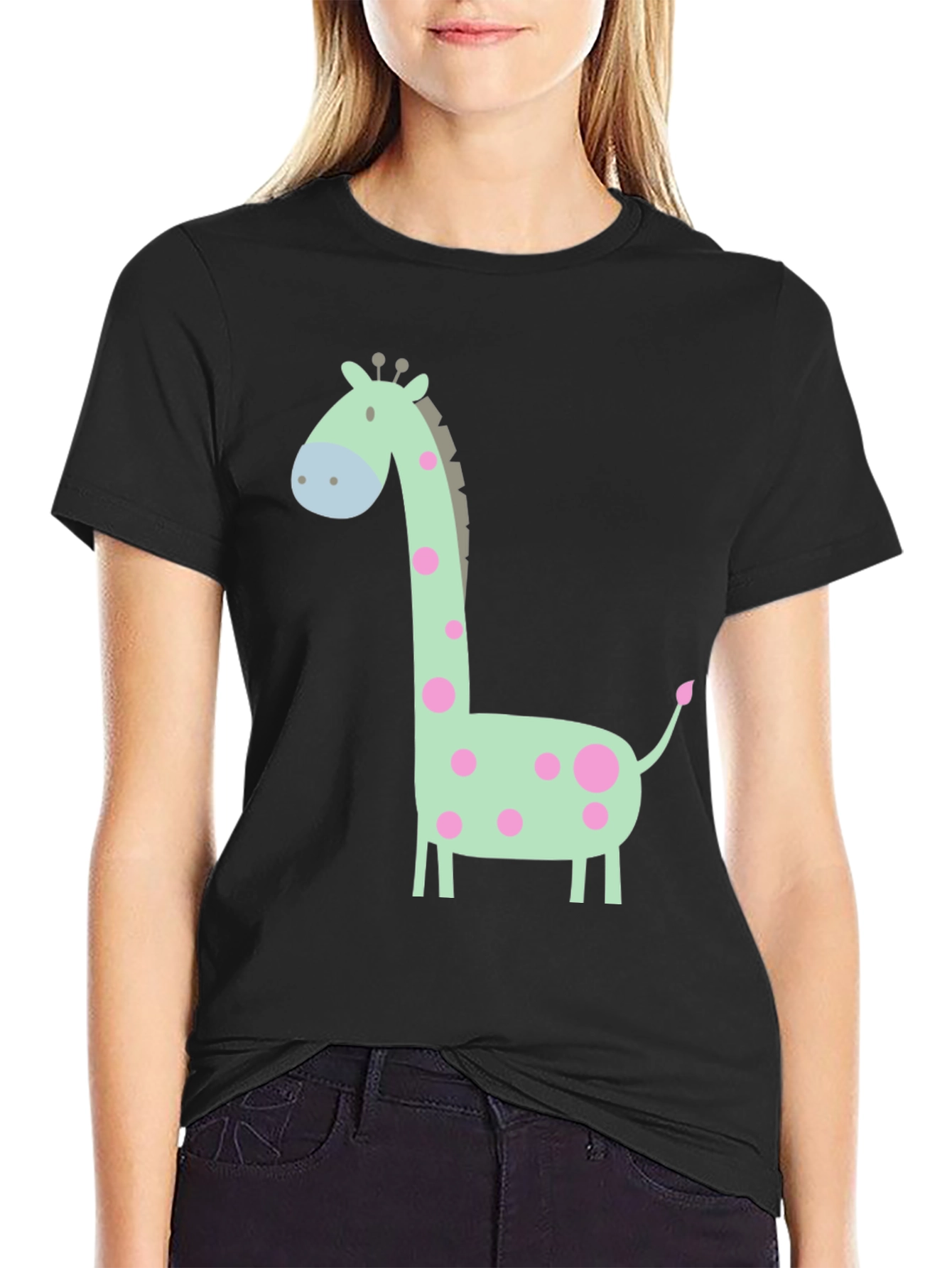 Giraffe Graphic Tee - Cute Cartoon Animal Shirt