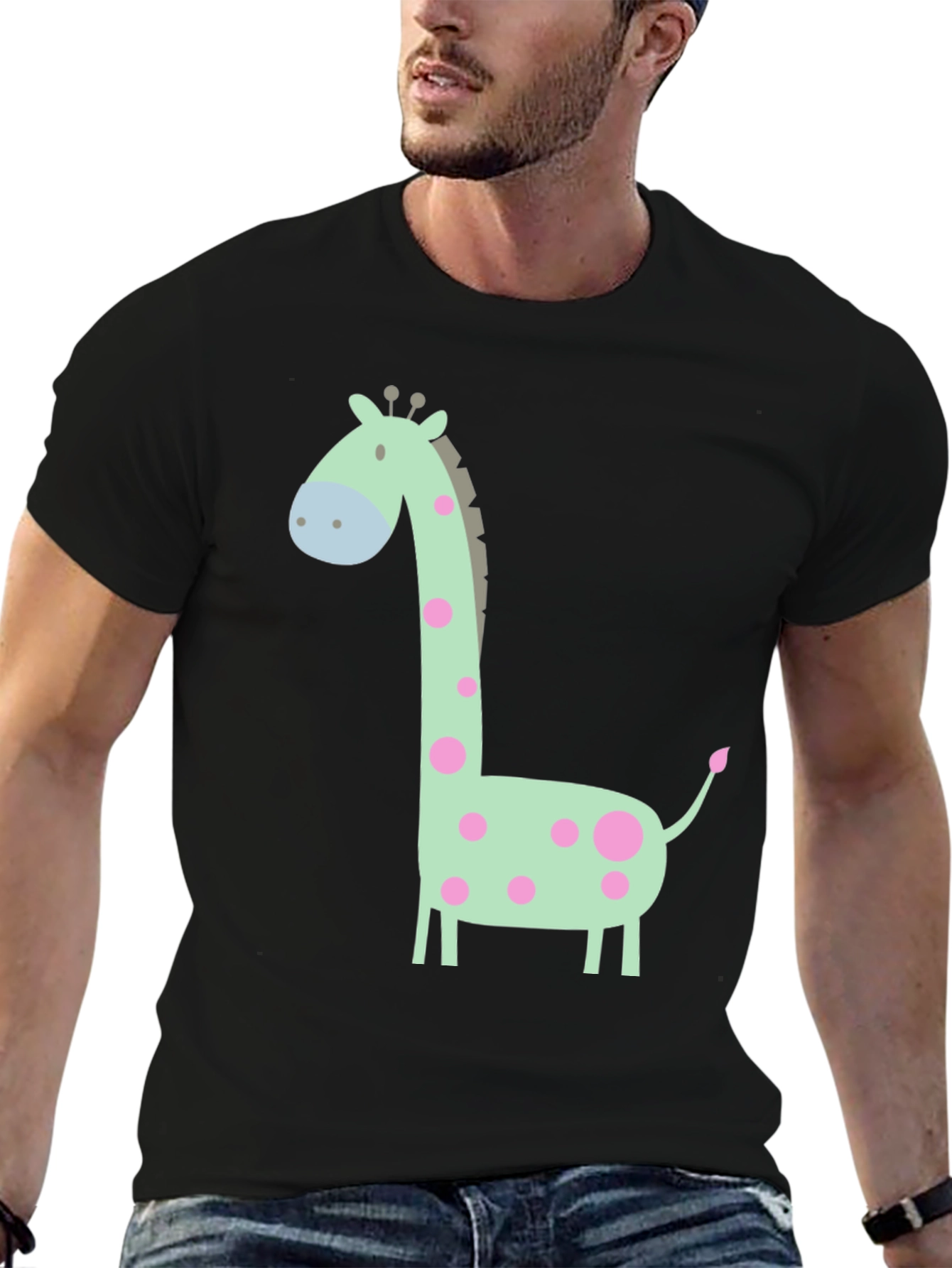 Giraffe Graphic Tee - Cute Cartoon Animal Shirt