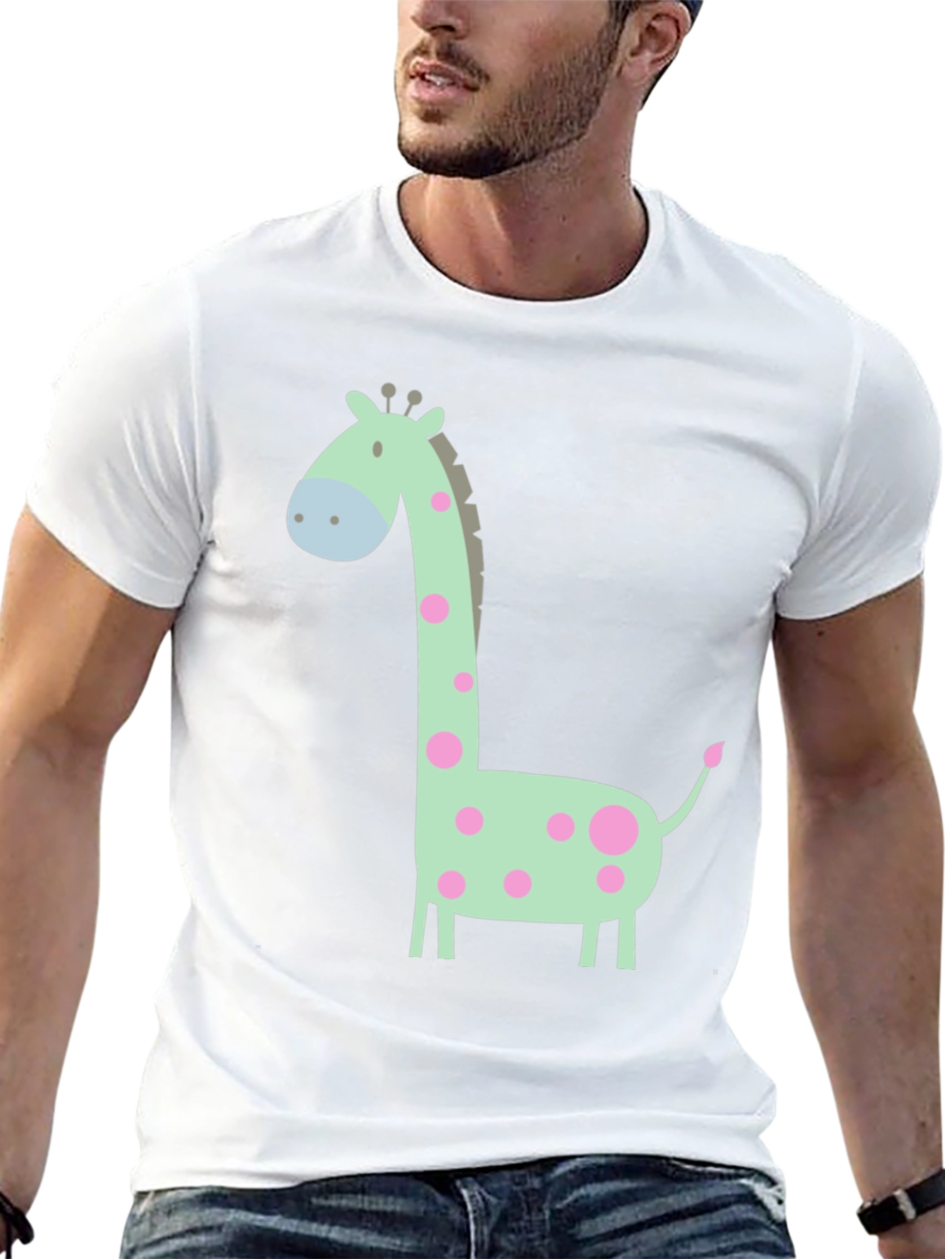 Giraffe Graphic Tee - Cute Cartoon Animal Shirt