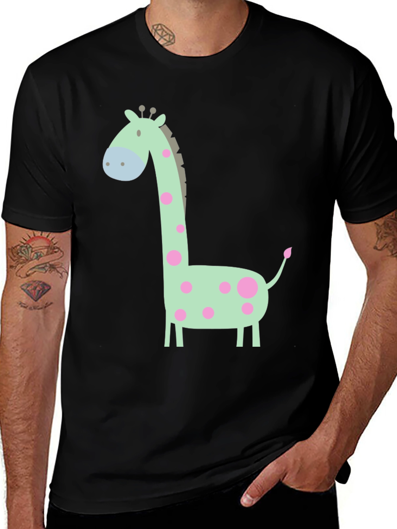 Giraffe Graphic Tee - Cute Cartoon Animal Shirt