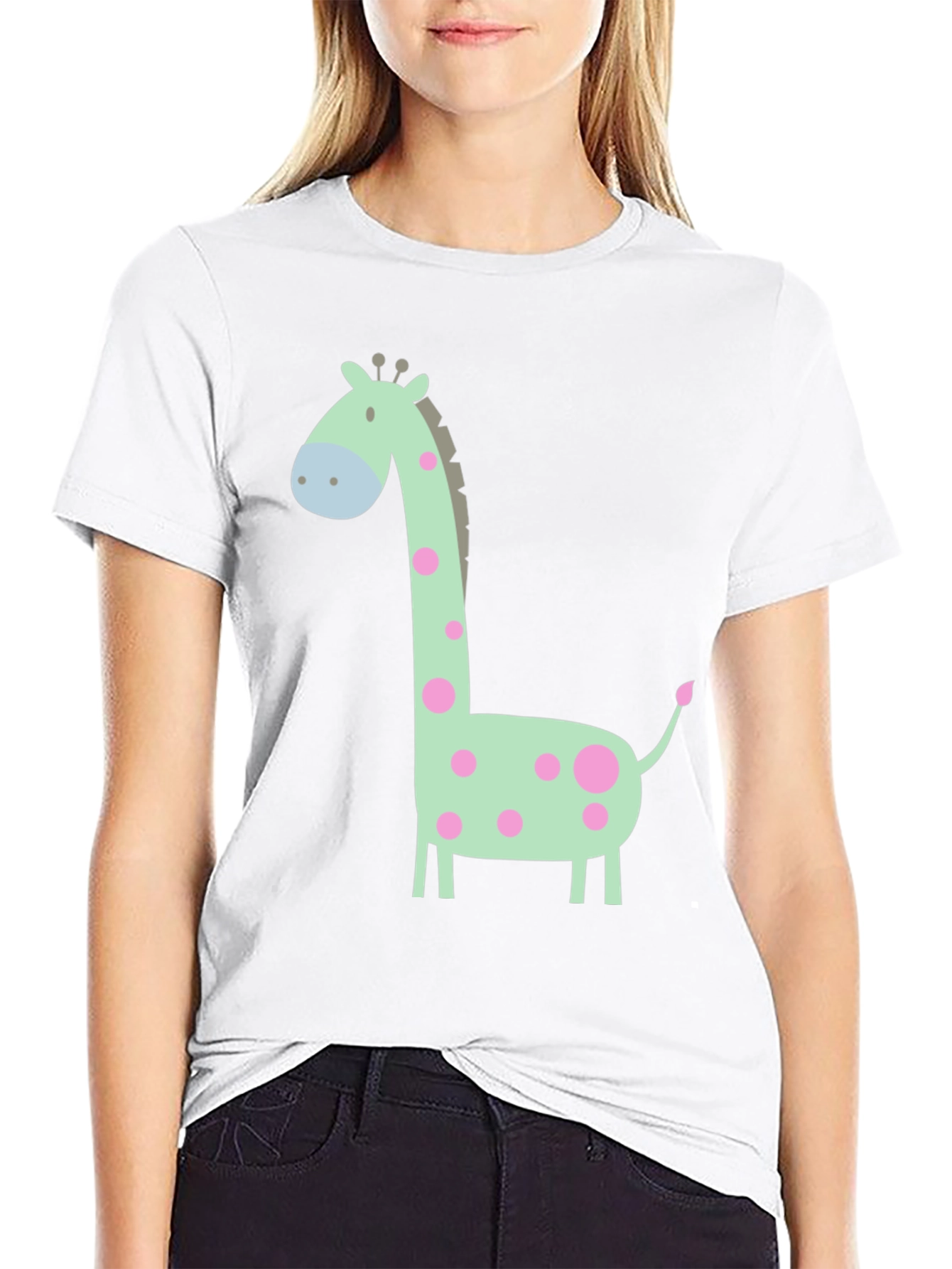 Giraffe Graphic Tee - Cute Cartoon Animal Shirt