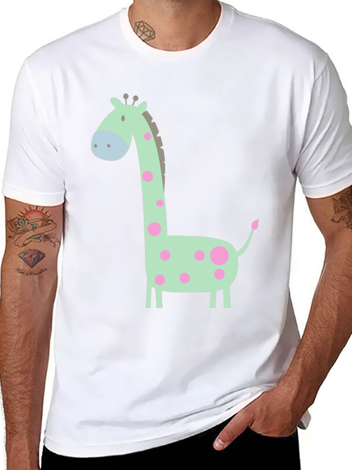 Giraffe Graphic Tee - Cute Cartoon Animal Shirt