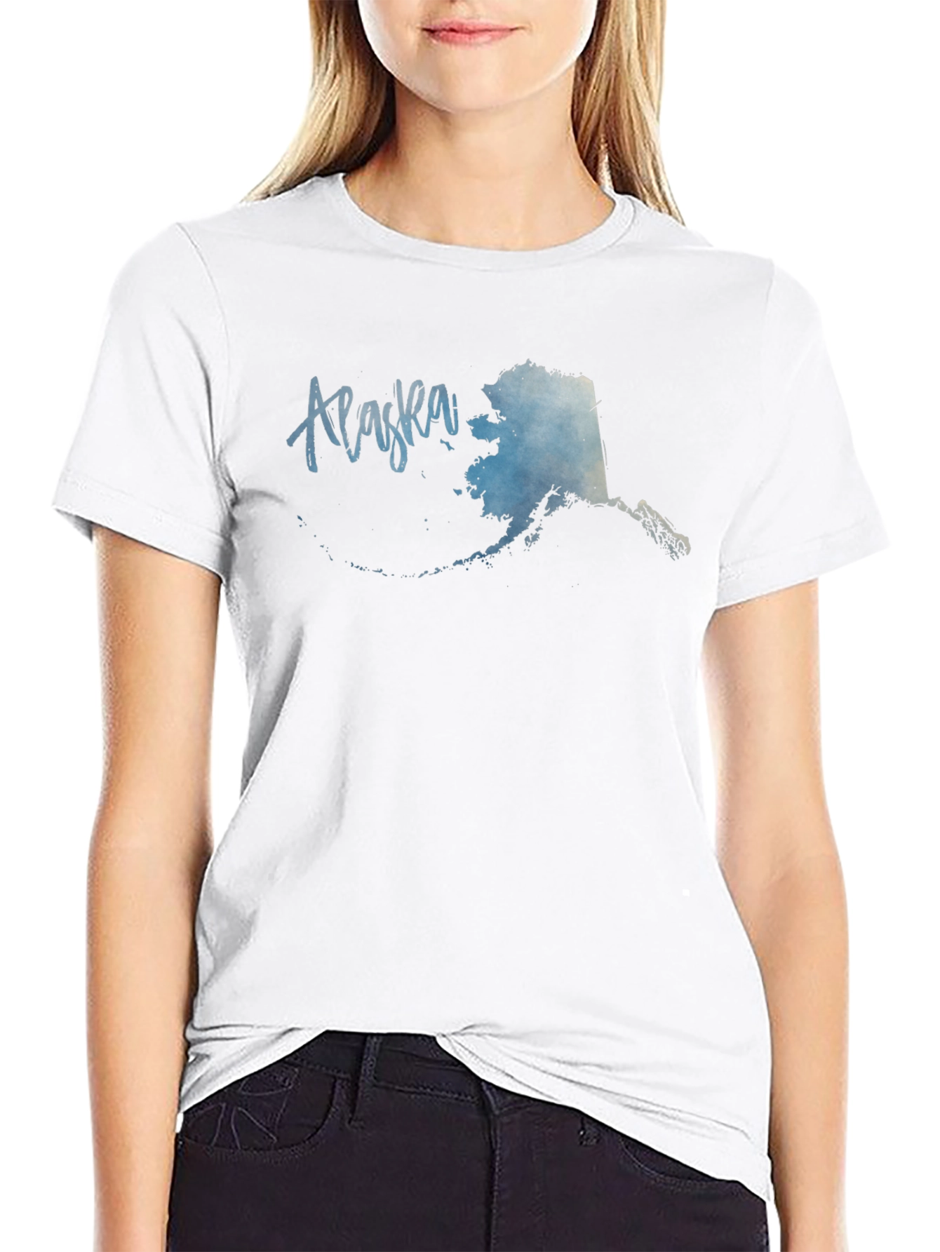Alaska State Map Graphic Mens Black T-Shirt
