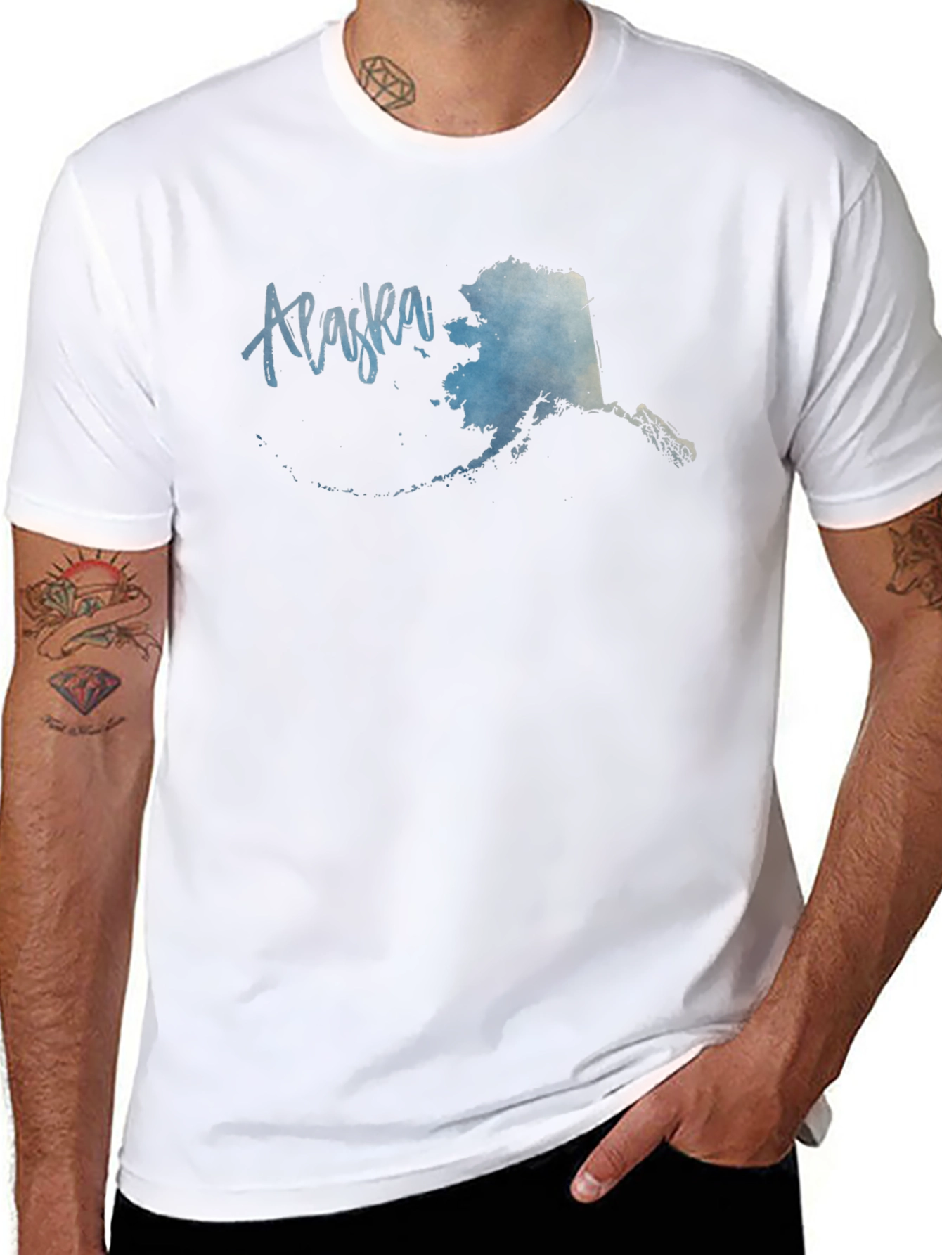 Alaska State Map Graphic Mens Black T-Shirt
