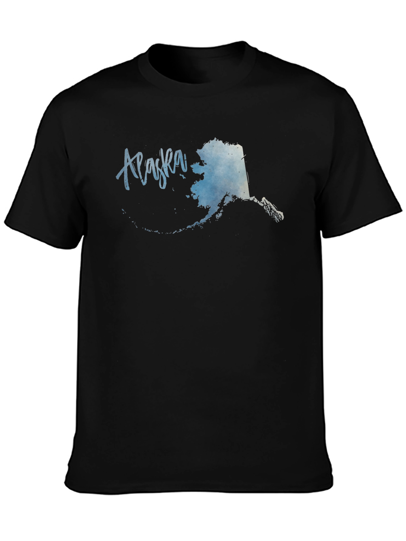 Alaska State Map Graphic Mens Black T-Shirt