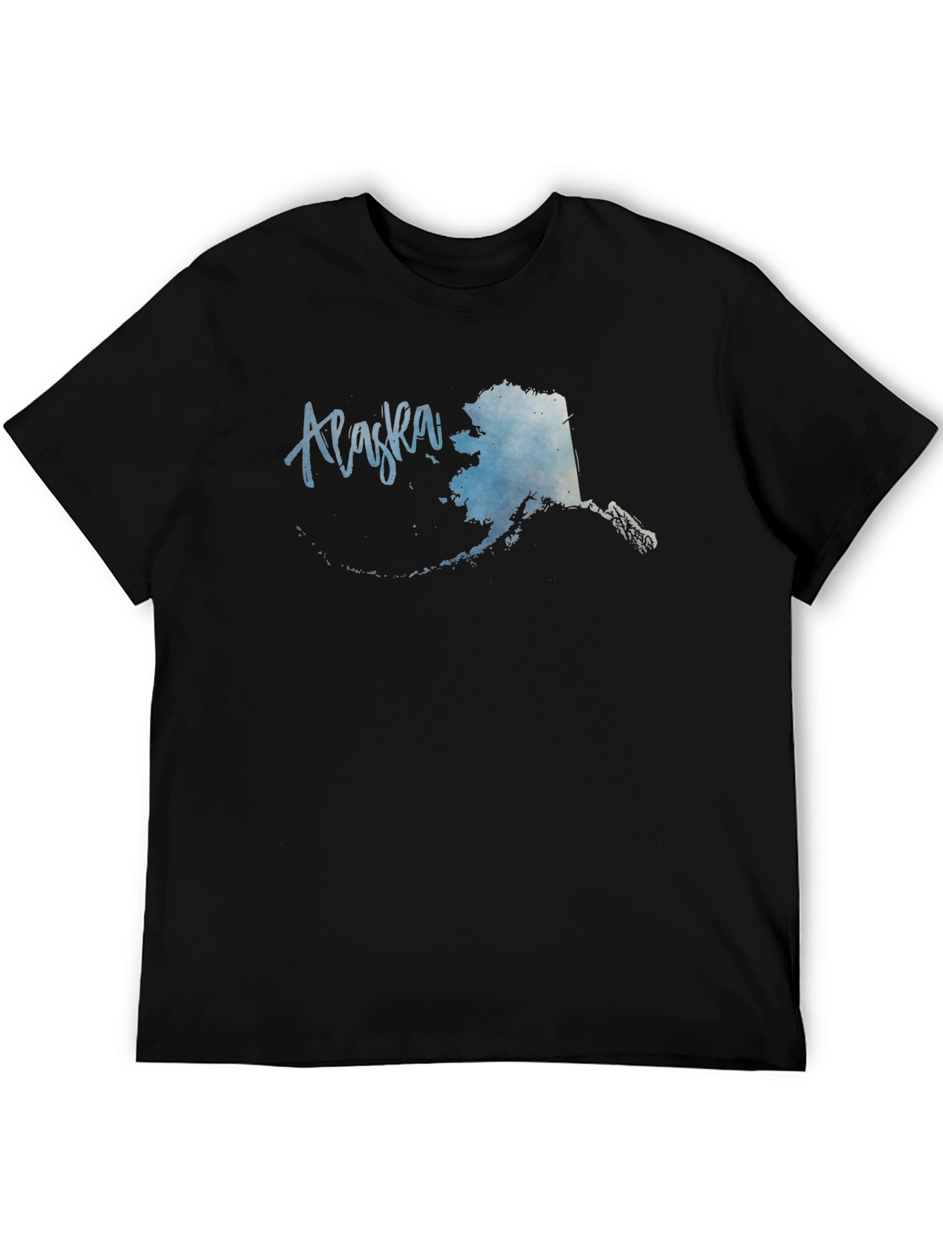 Alaska State Map Graphic Mens Black T-Shirt