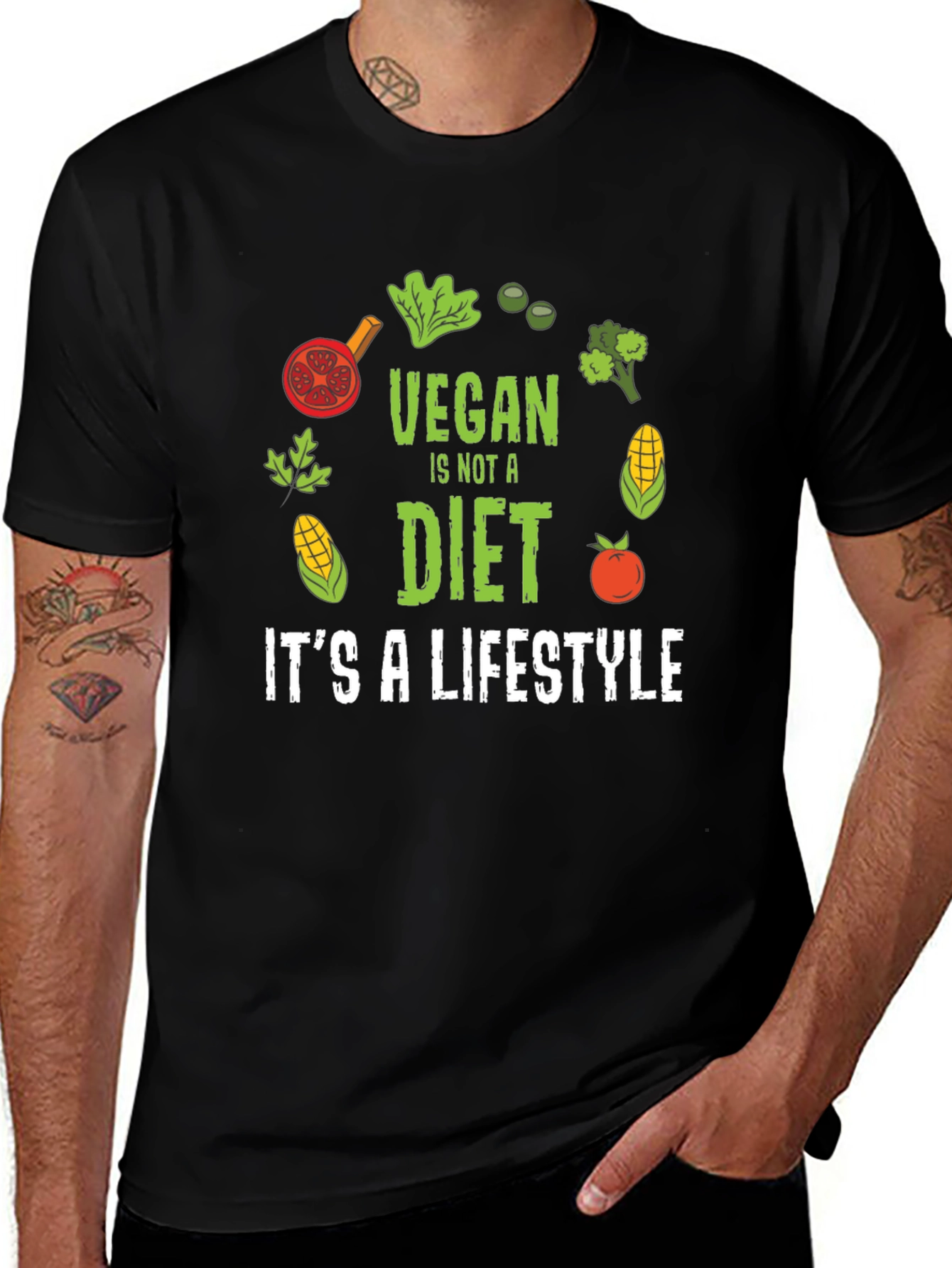 Vegan Lifestyle Graphic T-Shirt - Black