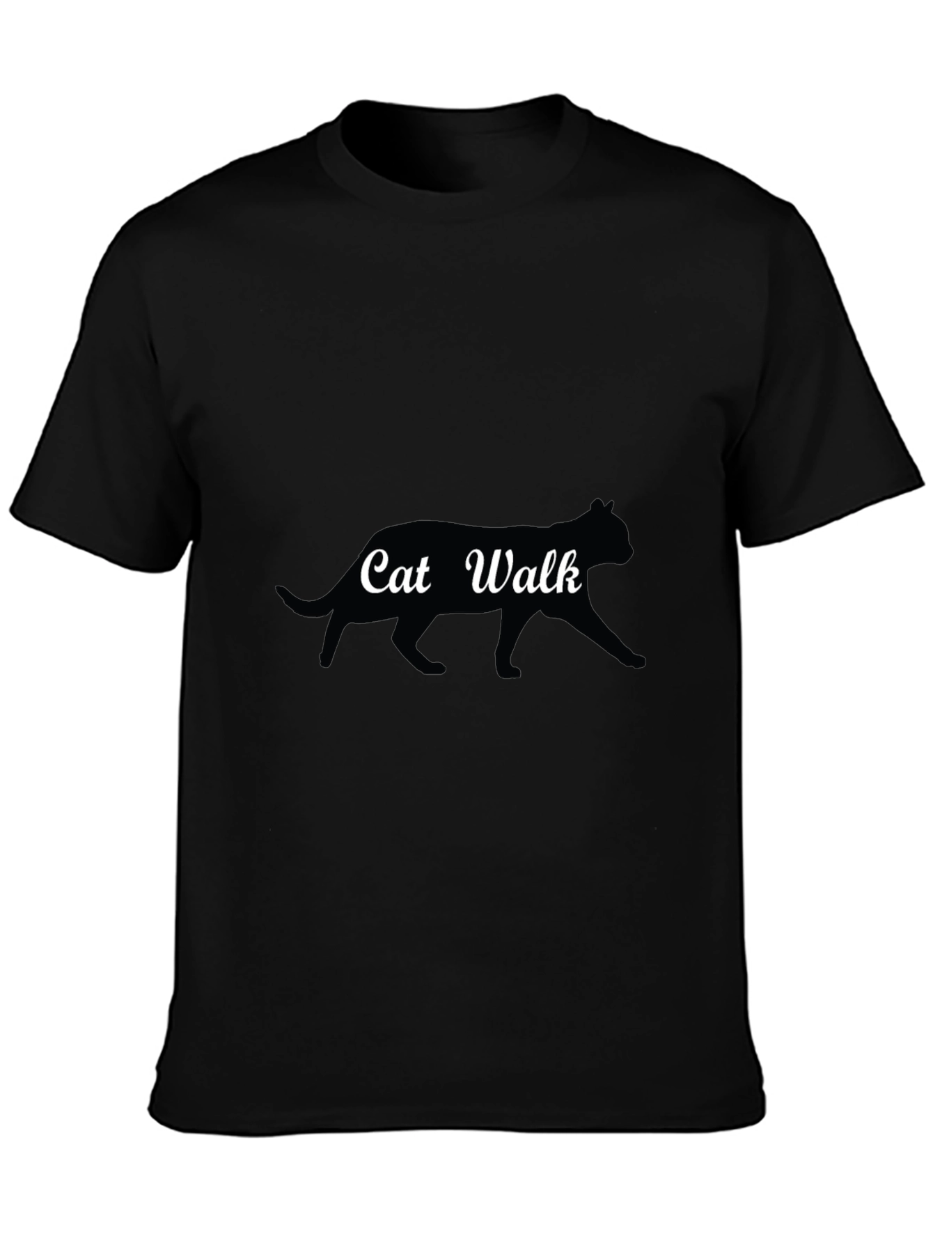 Cat Walk Graphic Tee - Black Cotton T-Shirt