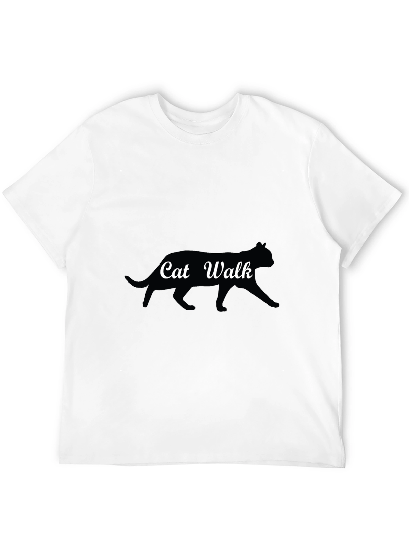 Cat Walk Graphic Tee - Black Cotton T-Shirt