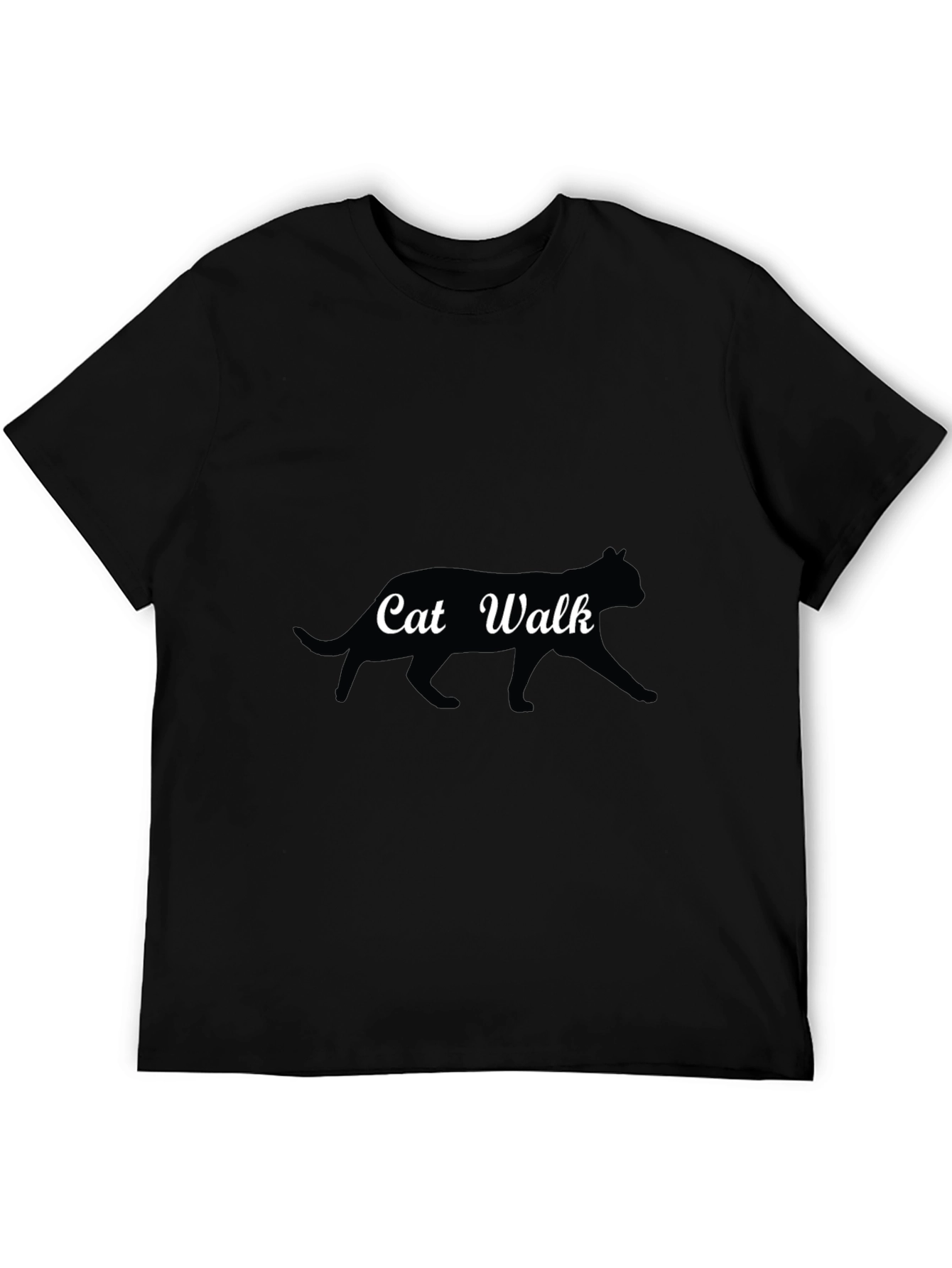 Cat Walk Graphic Tee - Black Cotton T-Shirt