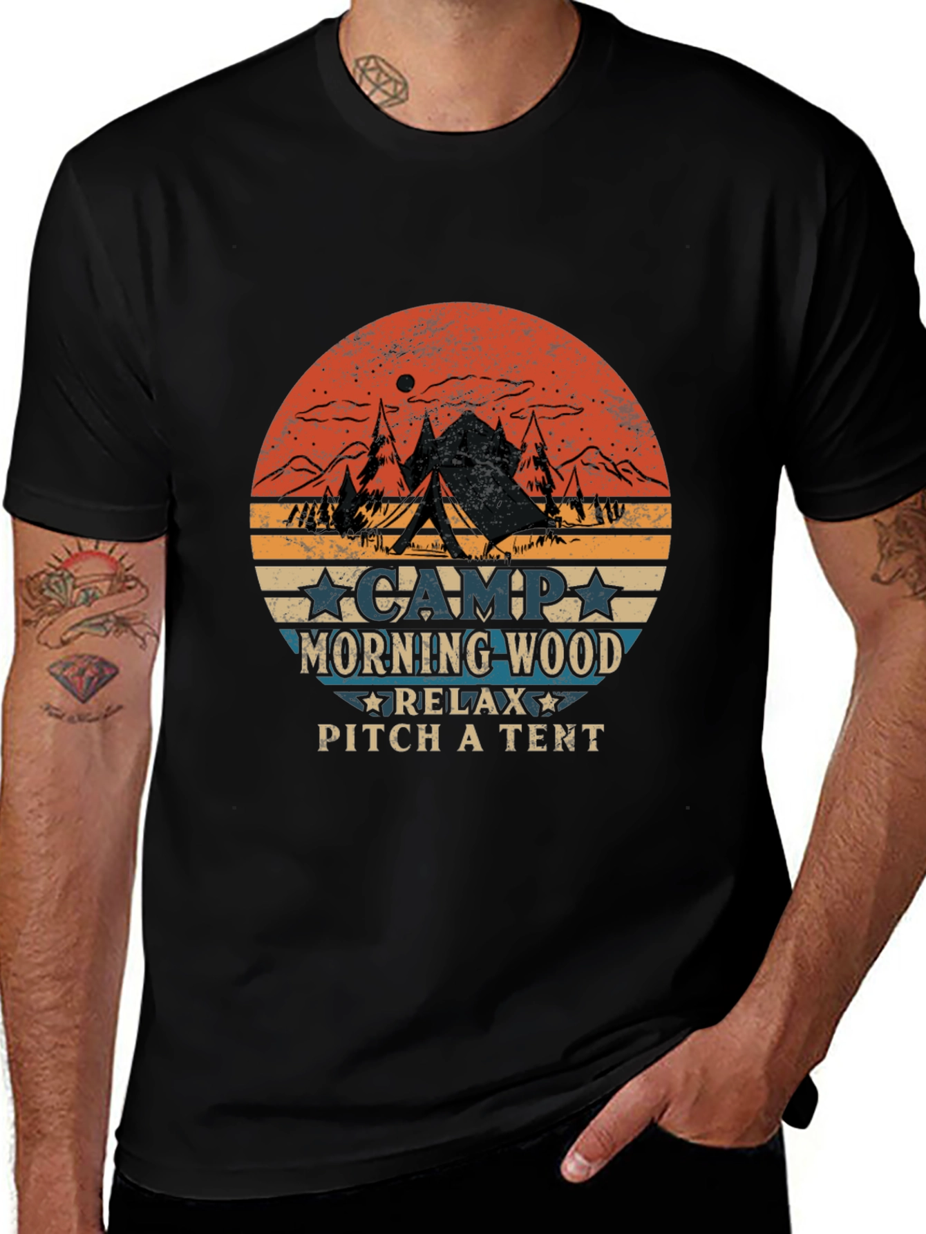 Camp Morning Wood Graphic Tee Camping T-Shirt