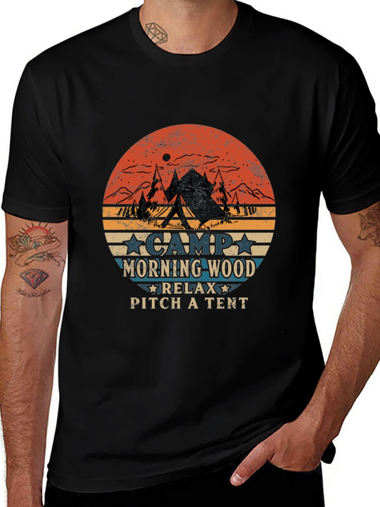 Camp Morning Wood Graphic Tee Camping T-Shirt
