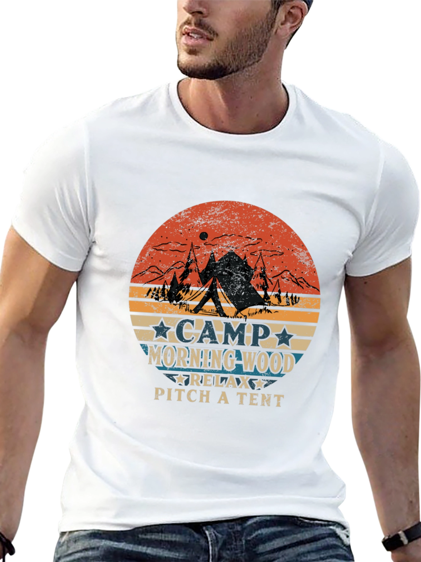 Camp Morning Wood Graphic Tee Camping T-Shirt