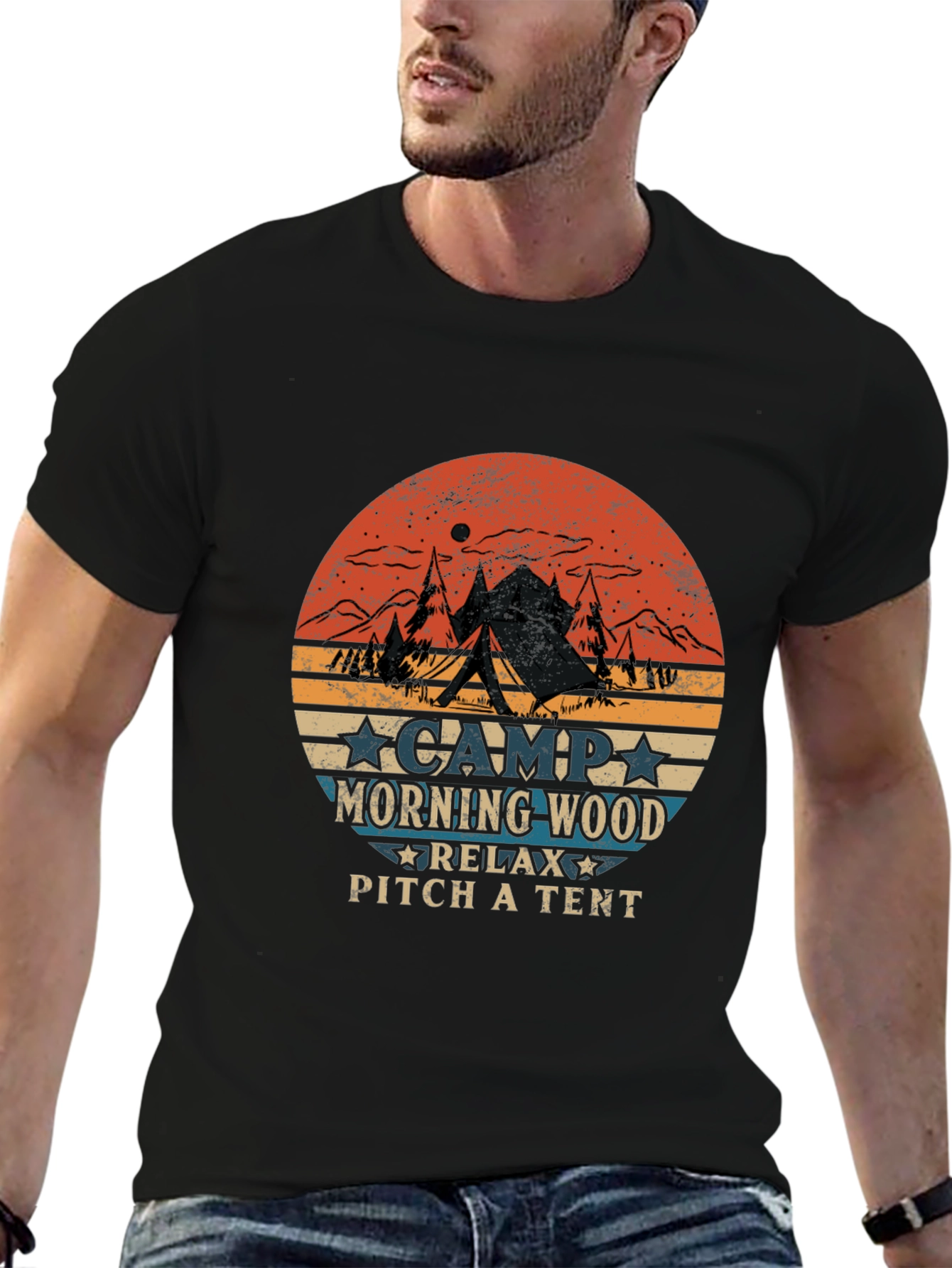 Camp Morning Wood Graphic Tee Camping T-Shirt