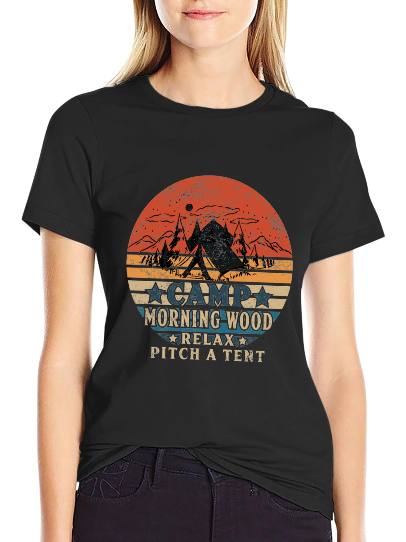 Camp Morning Wood Graphic Tee Camping T-Shirt