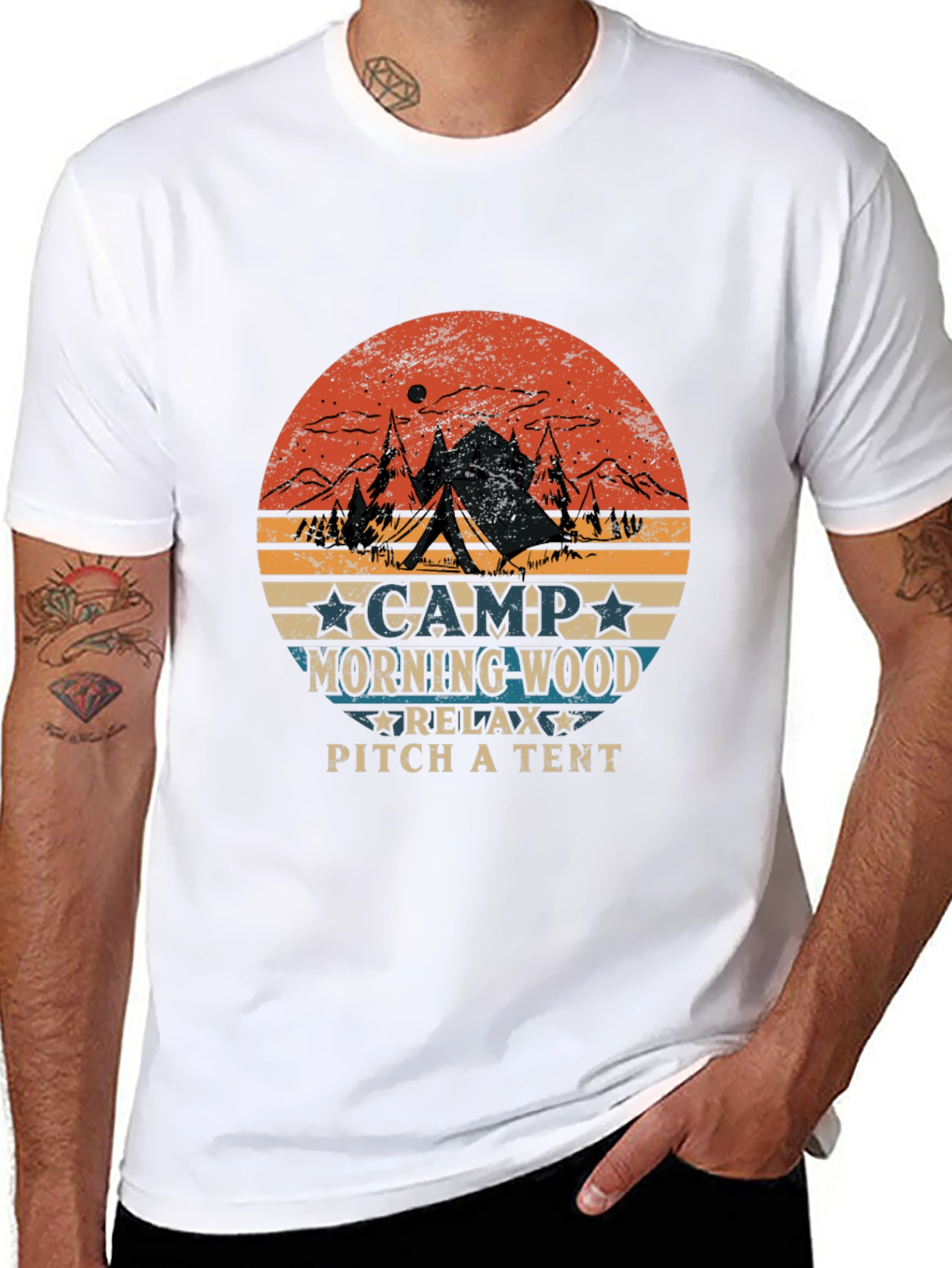 Camp Morning Wood Graphic Tee Camping T-Shirt