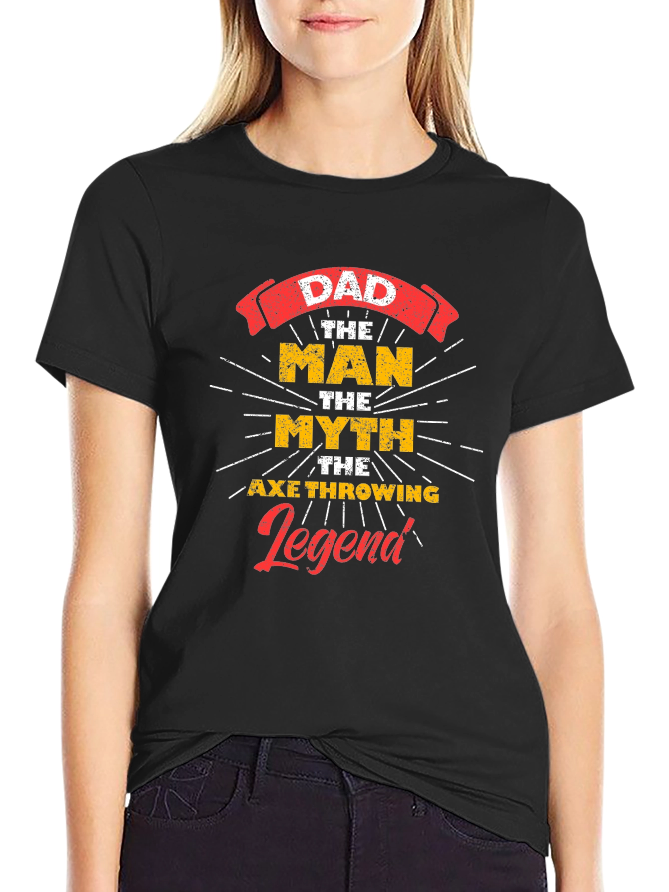 Dad The Man Myth Axe Throwing Legend Graphic Tee