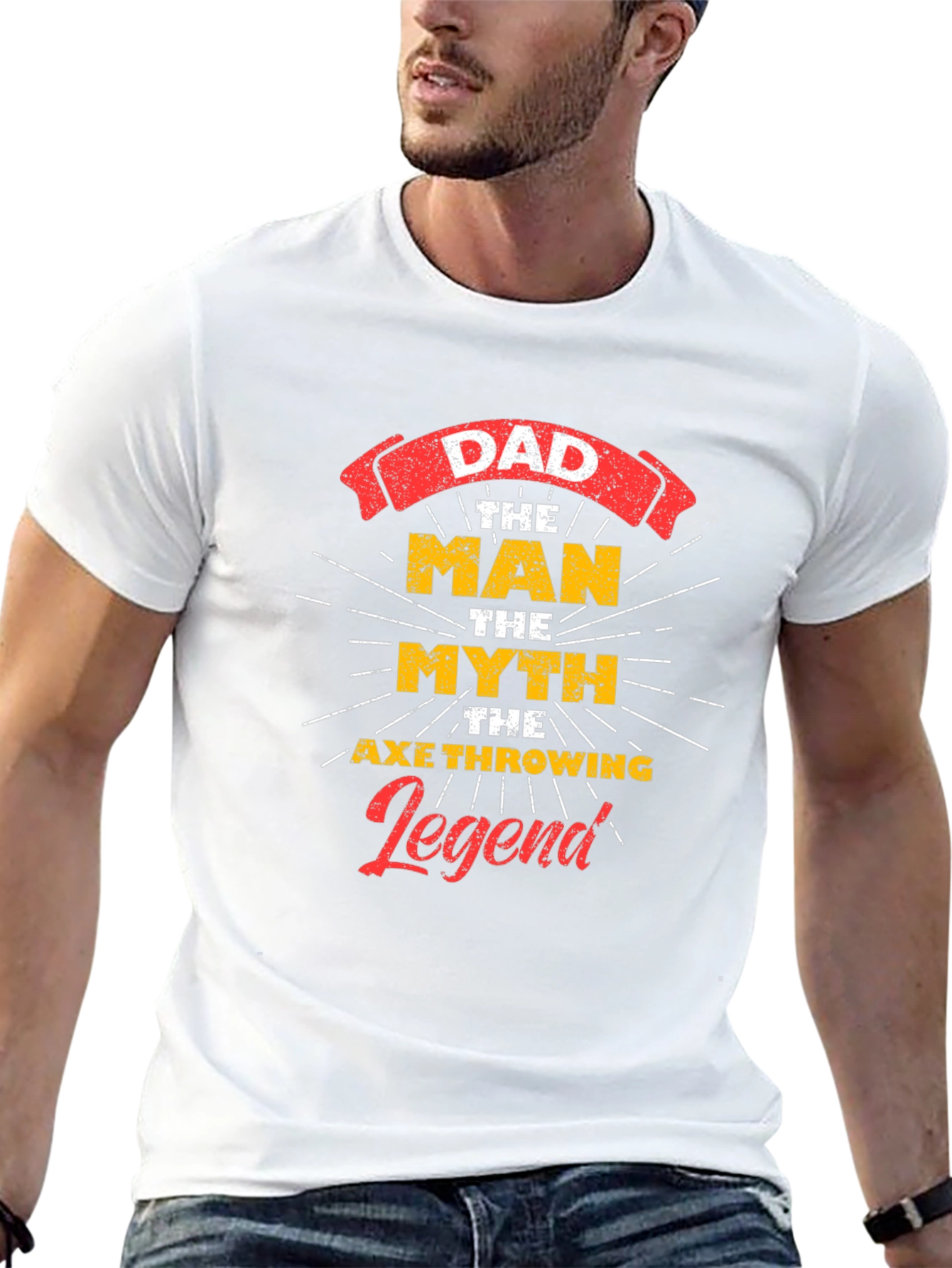 Dad The Man Myth Axe Throwing Legend Graphic Tee