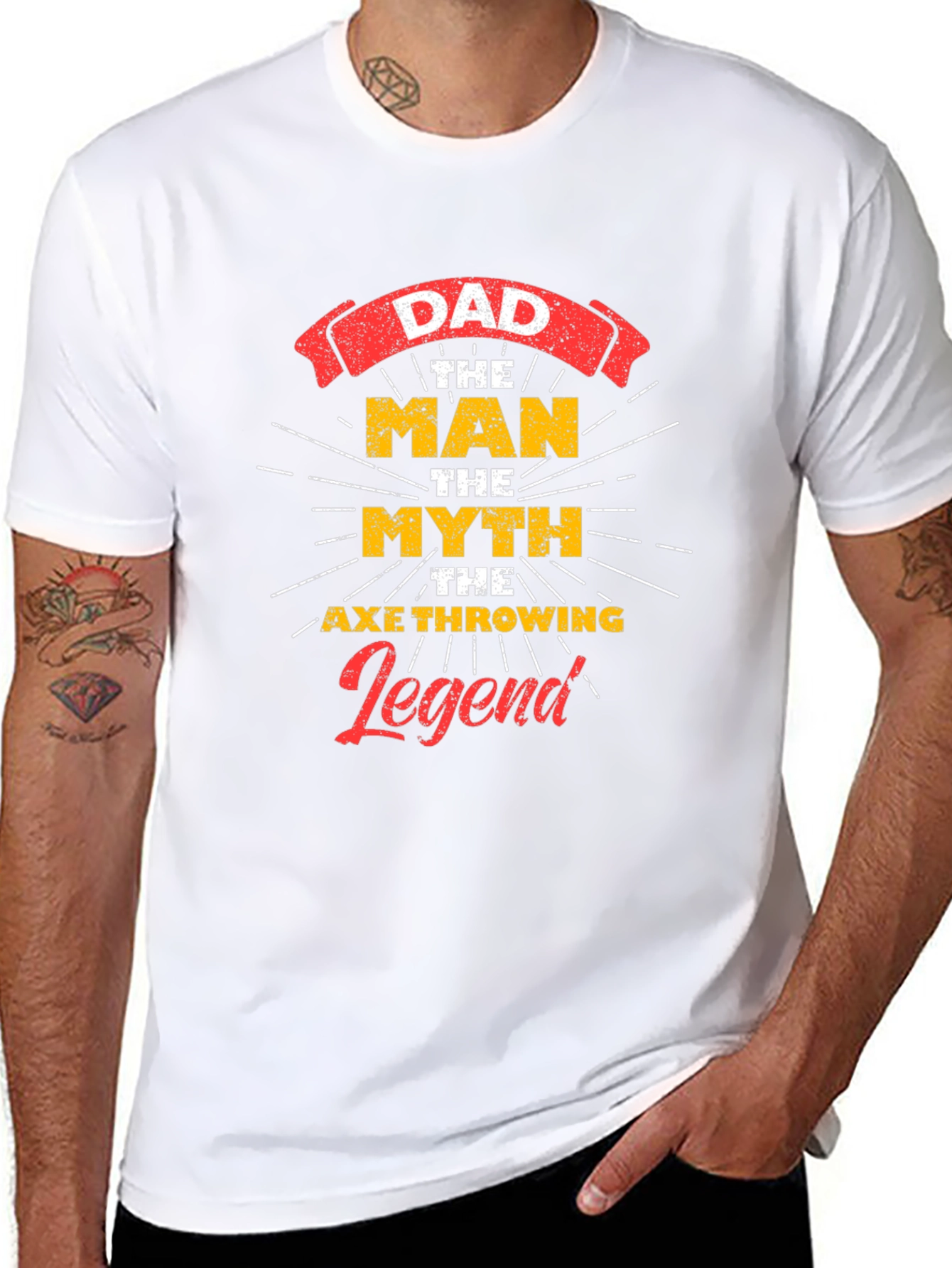 Dad The Man Myth Axe Throwing Legend Graphic Tee
