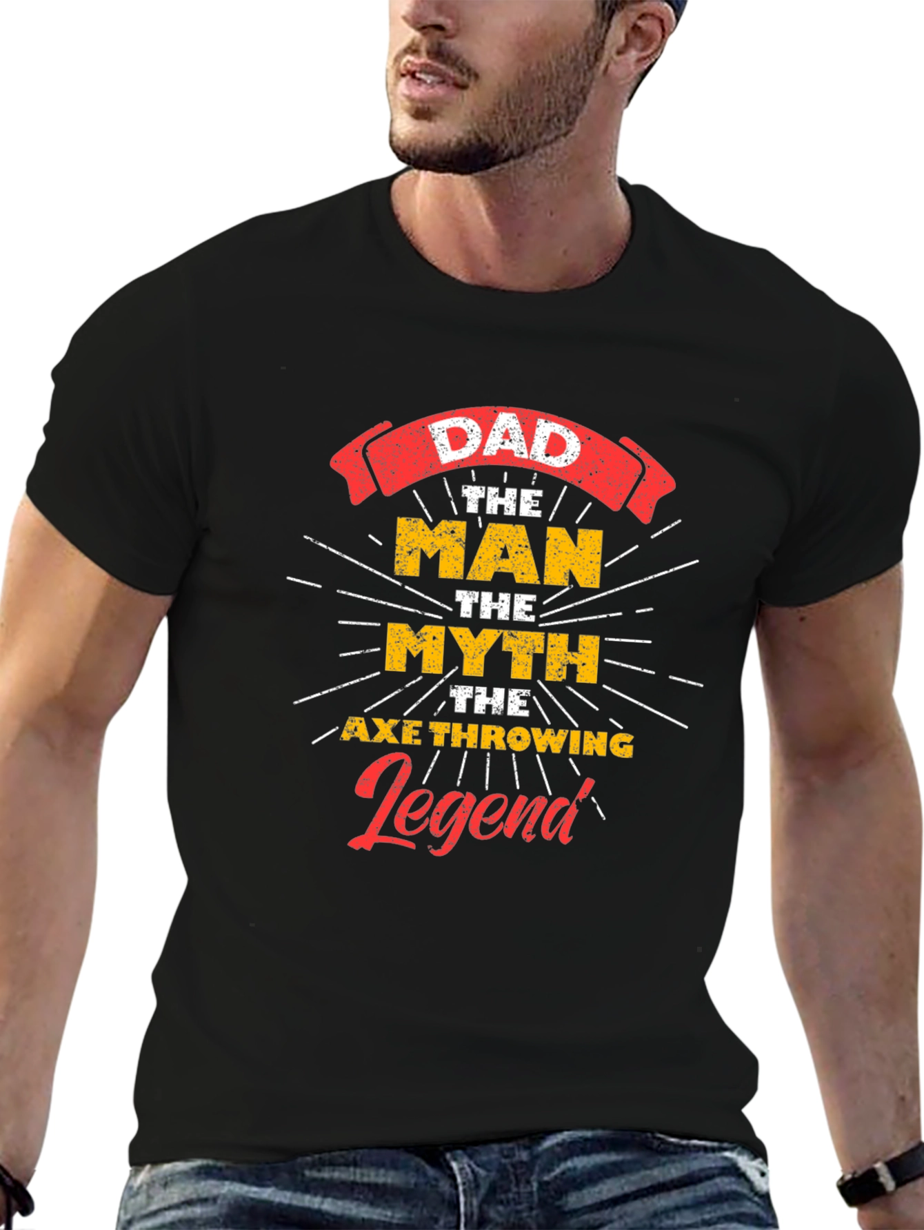 Dad The Man Myth Axe Throwing Legend Graphic Tee