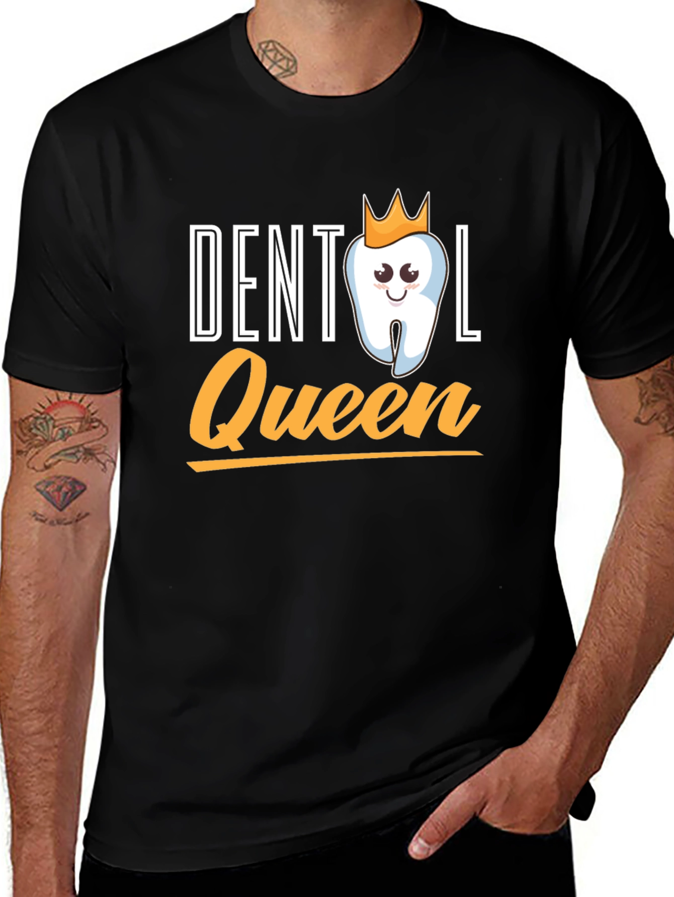 Dental Queen Black T-Shirt - Cute Tooth Design