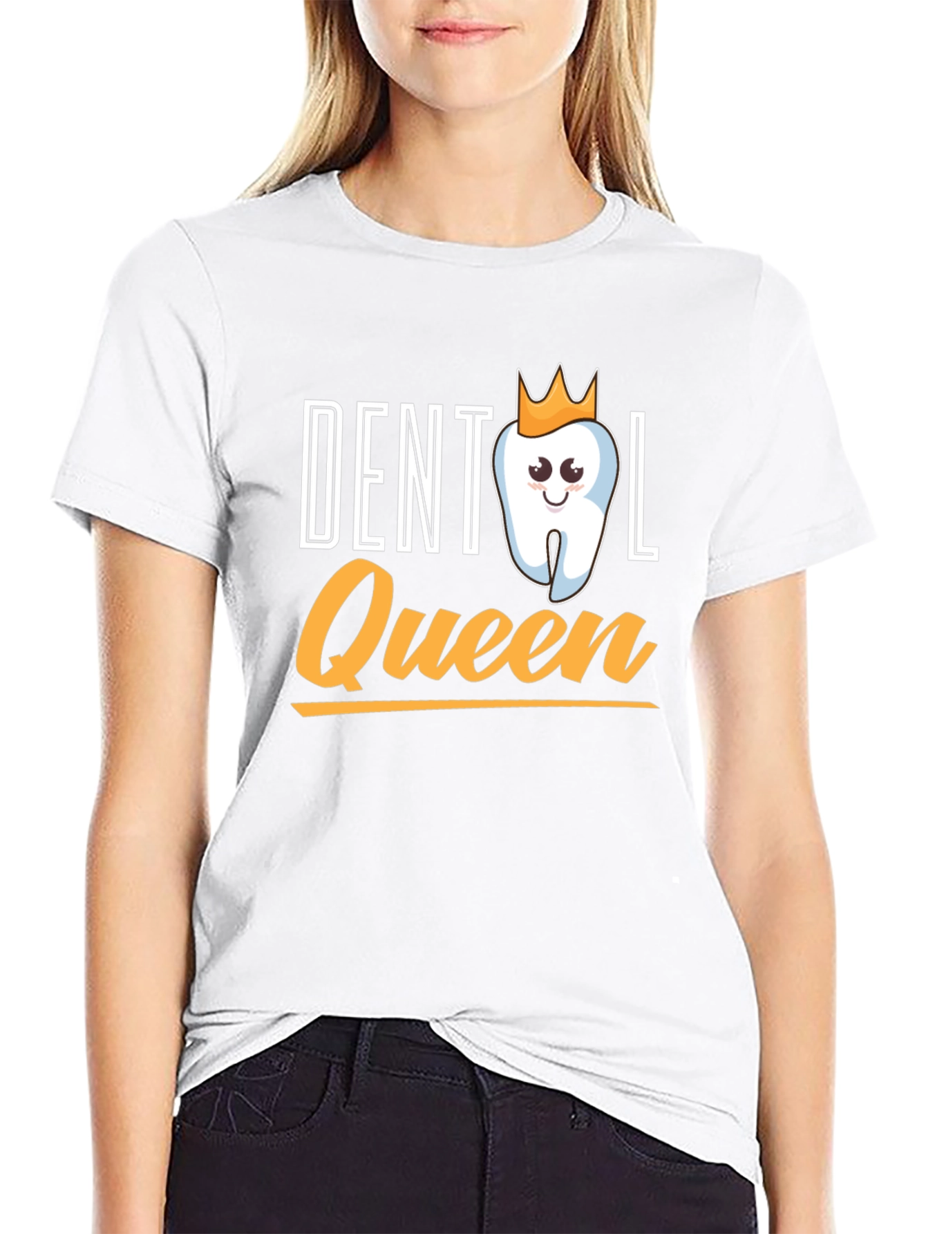 Dental Queen Black T-Shirt - Cute Tooth Design