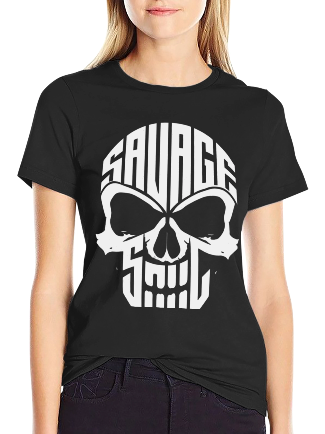 Savage Skull Graphic T-Shirt - Black