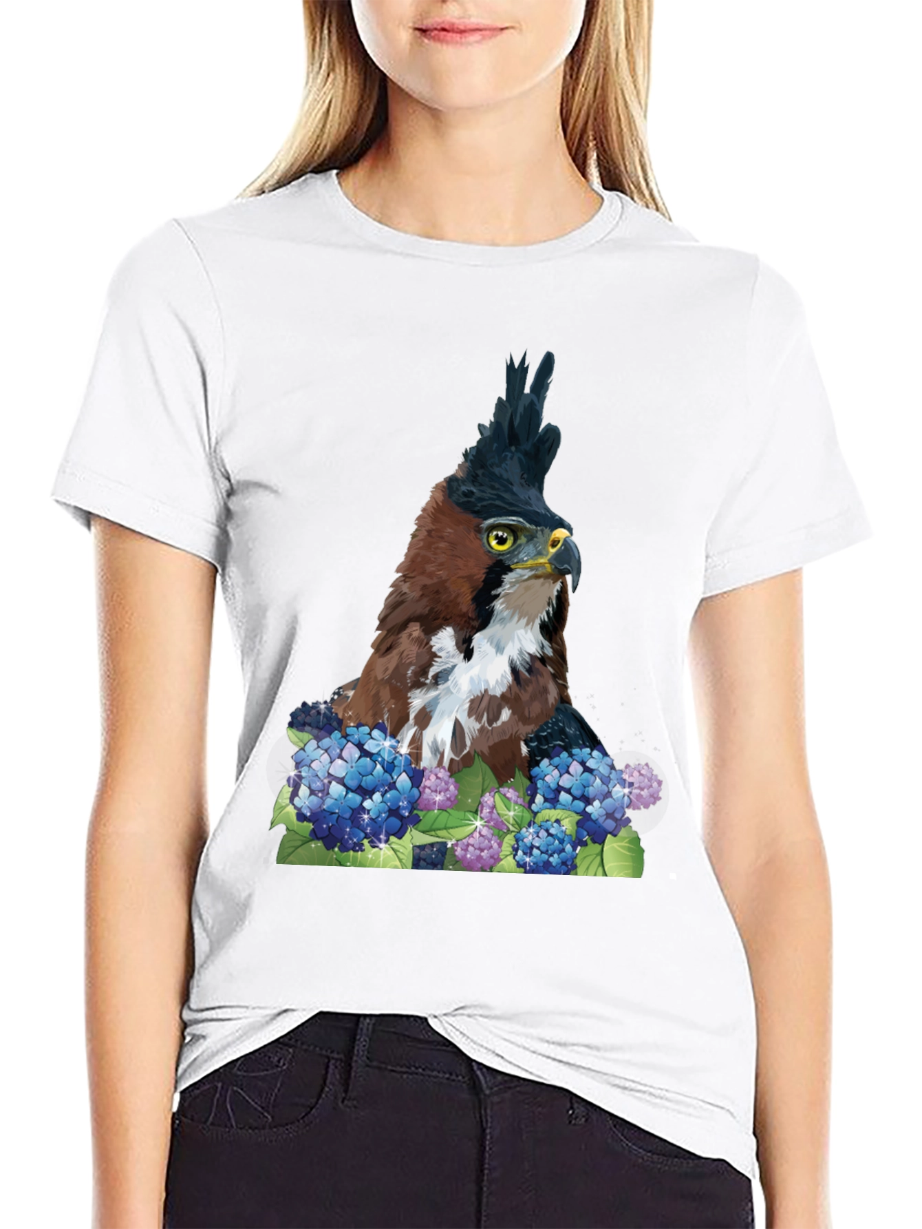 Eagle & Hydrangea T-Shirt - Nature Inspired Apparel