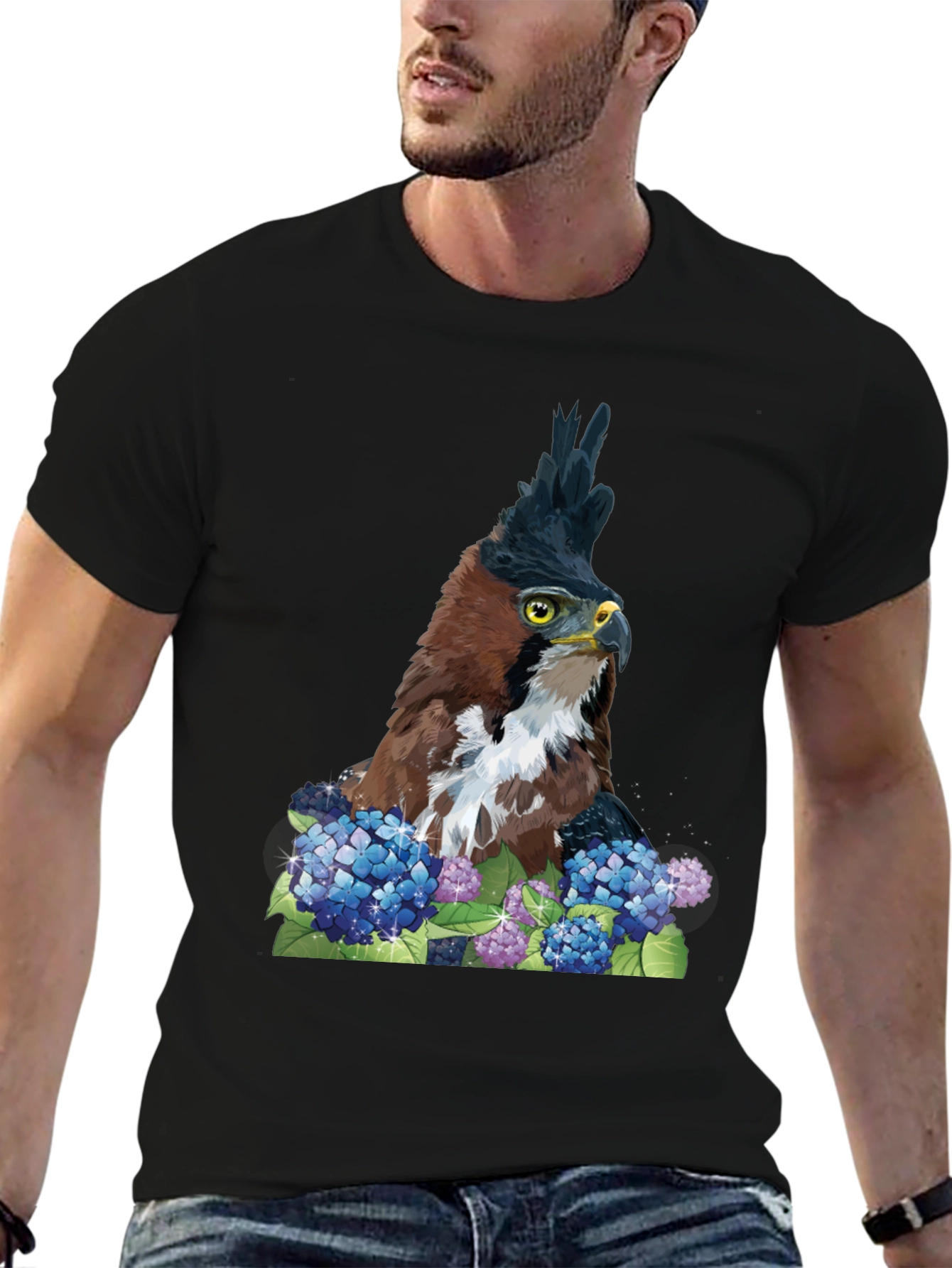 Eagle & Hydrangea T-Shirt - Nature Inspired Apparel