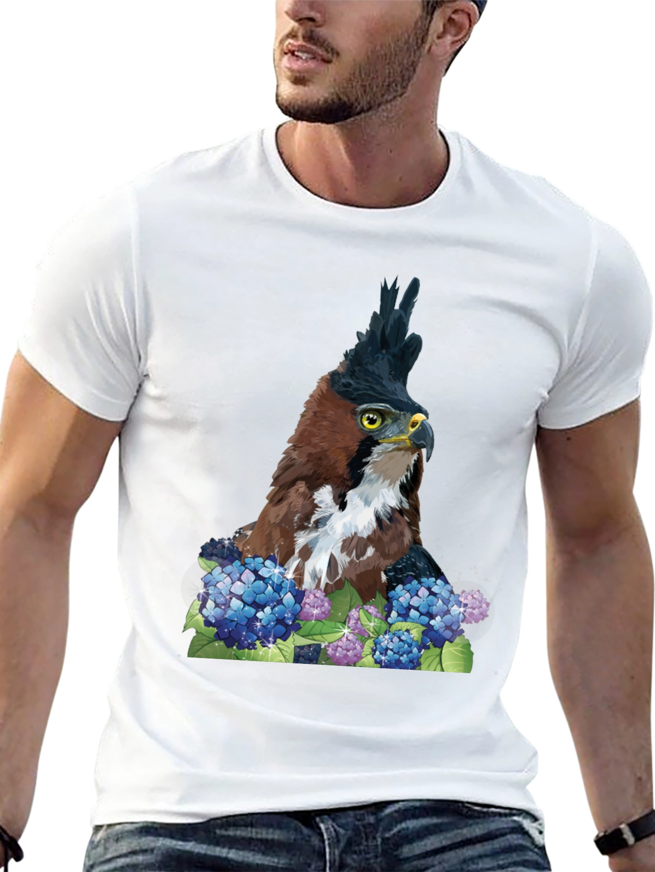 Eagle & Hydrangea T-Shirt - Nature Inspired Apparel