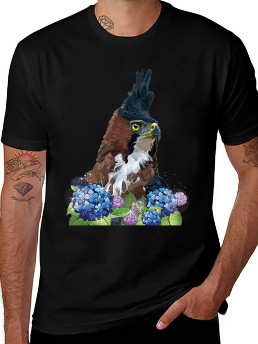 Eagle & Hydrangea T-Shirt - Nature Inspired Apparel