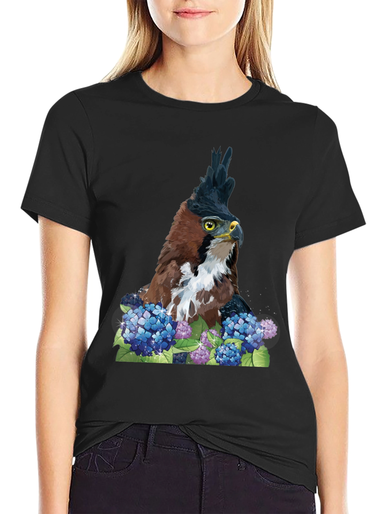 Eagle & Hydrangea T-Shirt - Nature Inspired Apparel