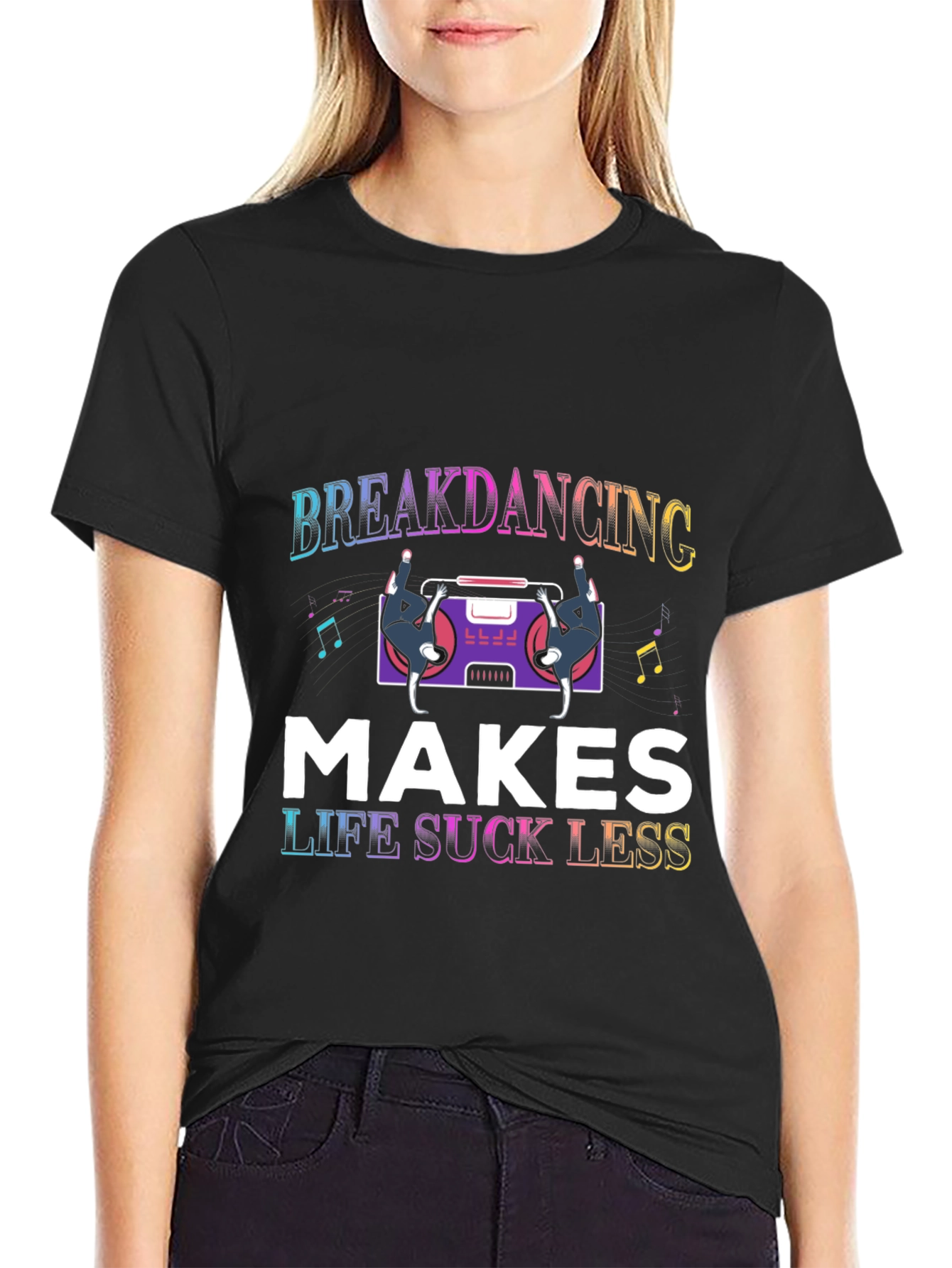 Breakdancing Makes Life Suck Less Black T-Shirt