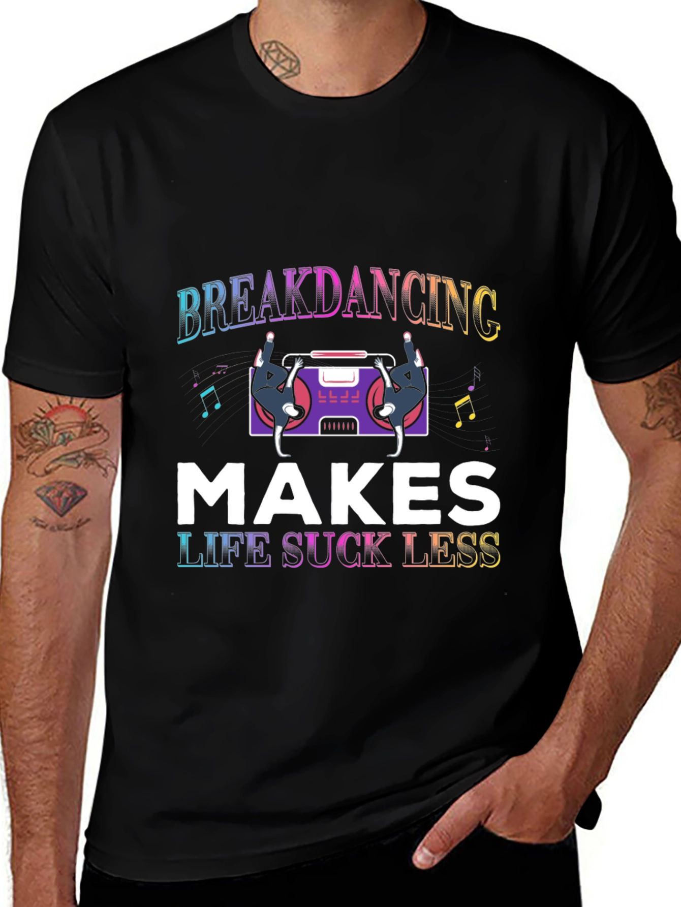 Breakdancing Makes Life Suck Less Black T-Shirt