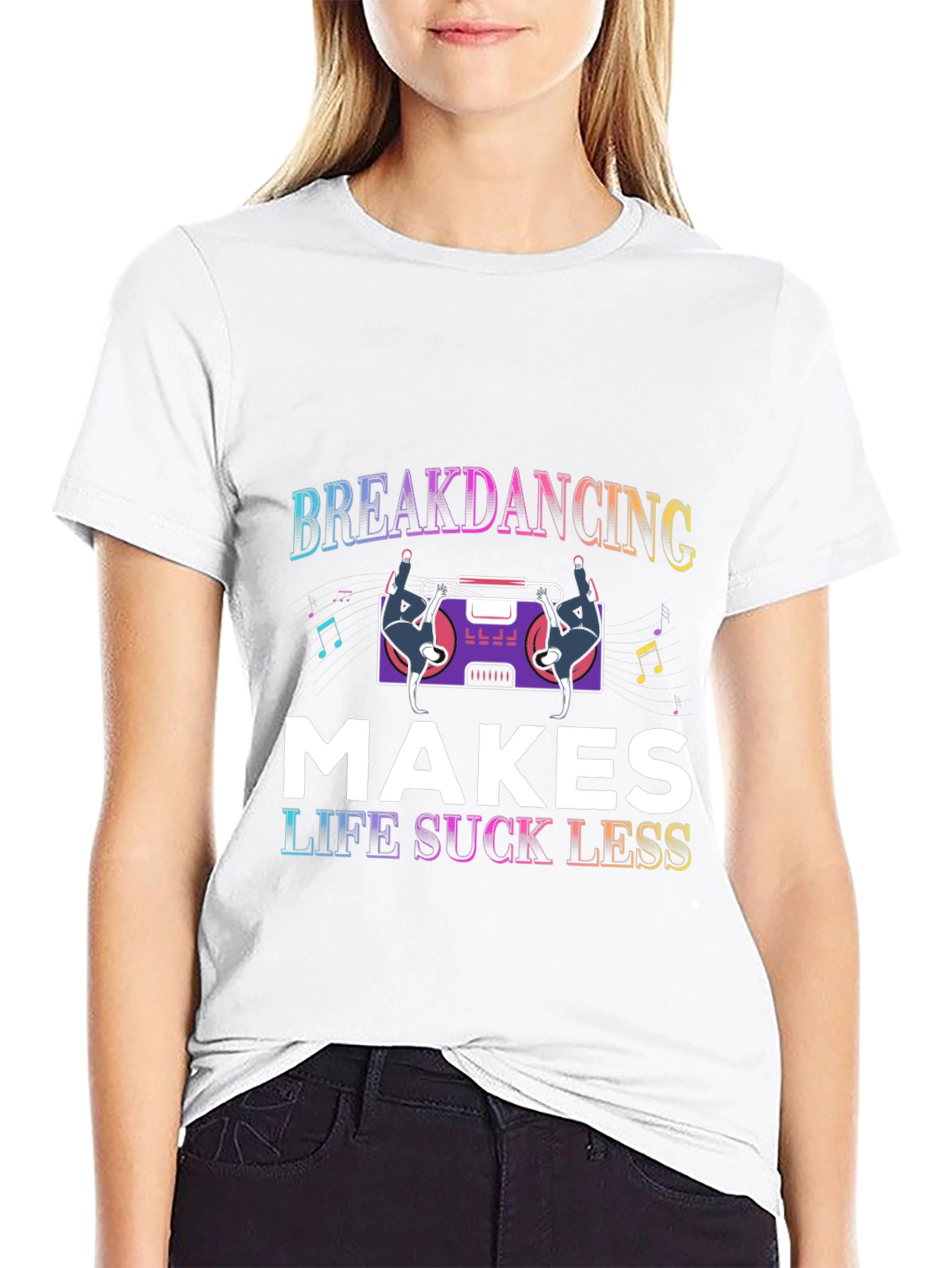 Breakdancing Makes Life Suck Less Black T-Shirt