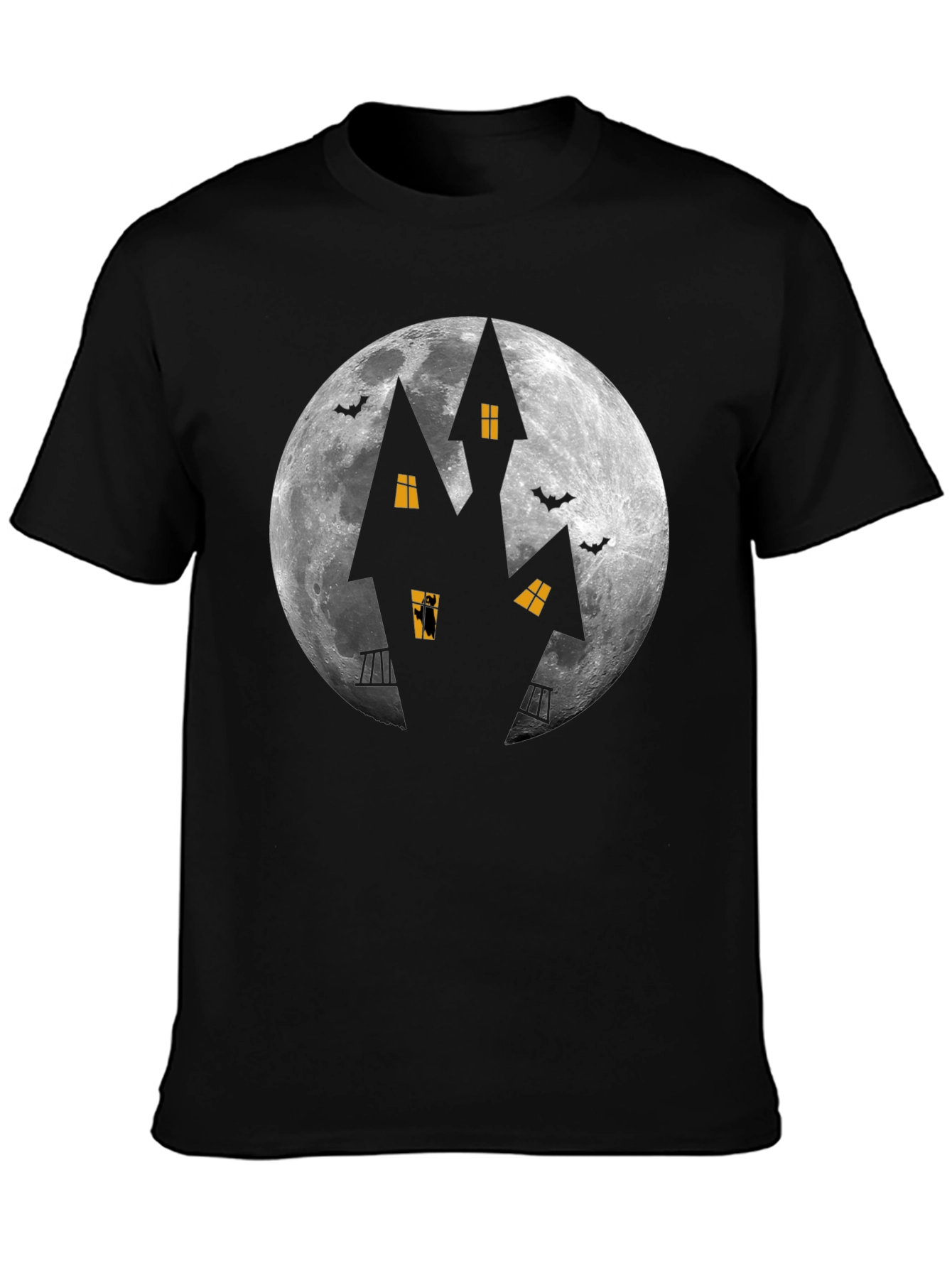 Halloween Haunted House Moon Graphic Tee