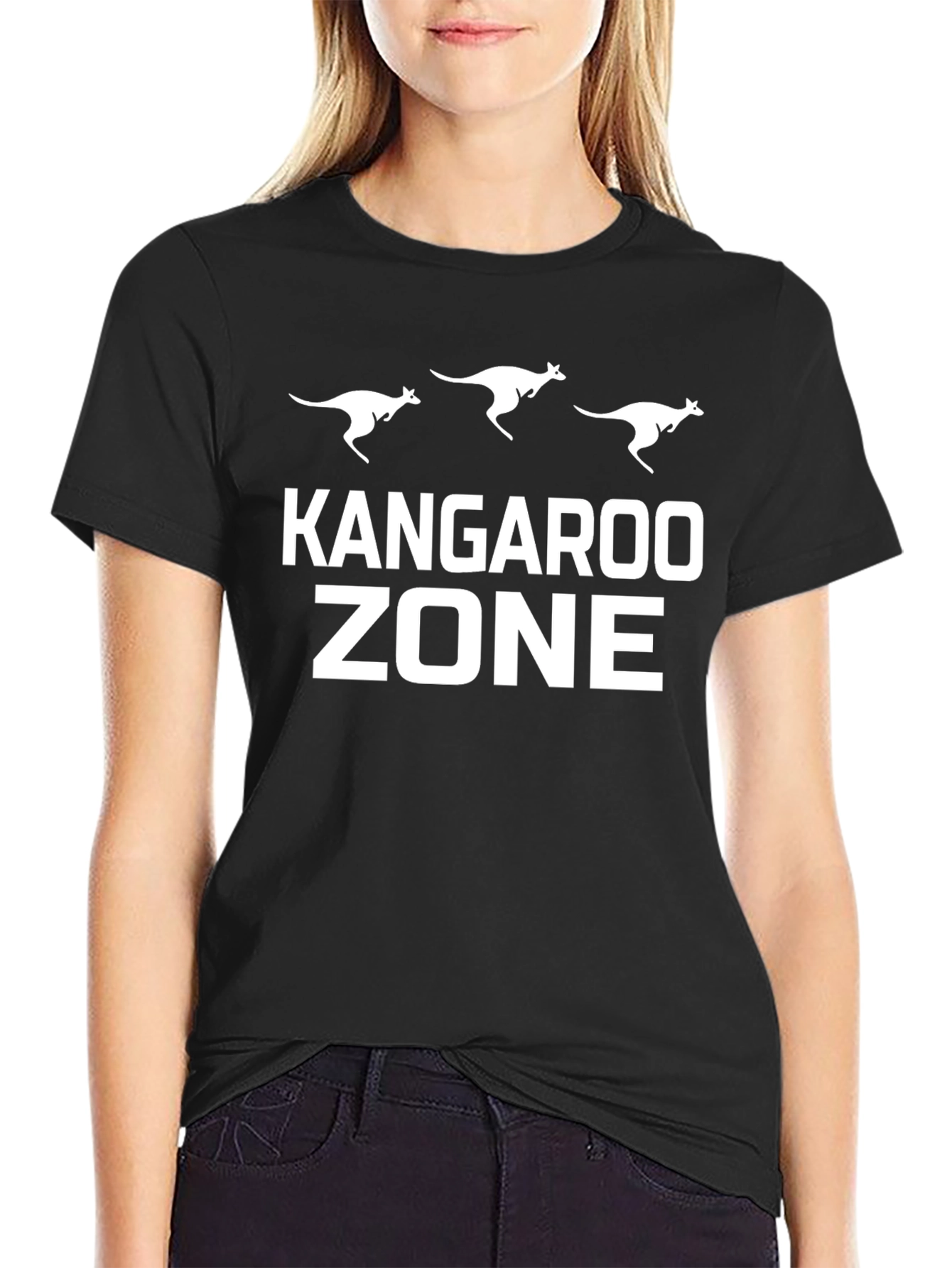 Kangaroo Zone Graphic T-Shirt - Black Cotton Tee
