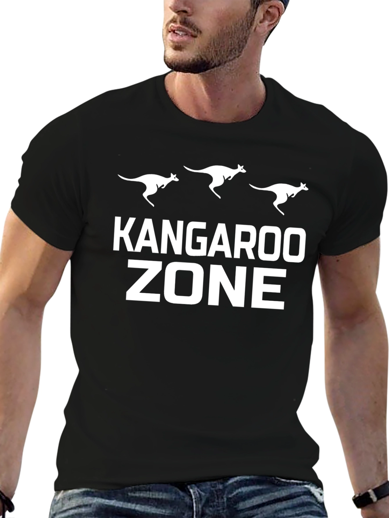 Kangaroo Zone Graphic T-Shirt - Black Cotton Tee