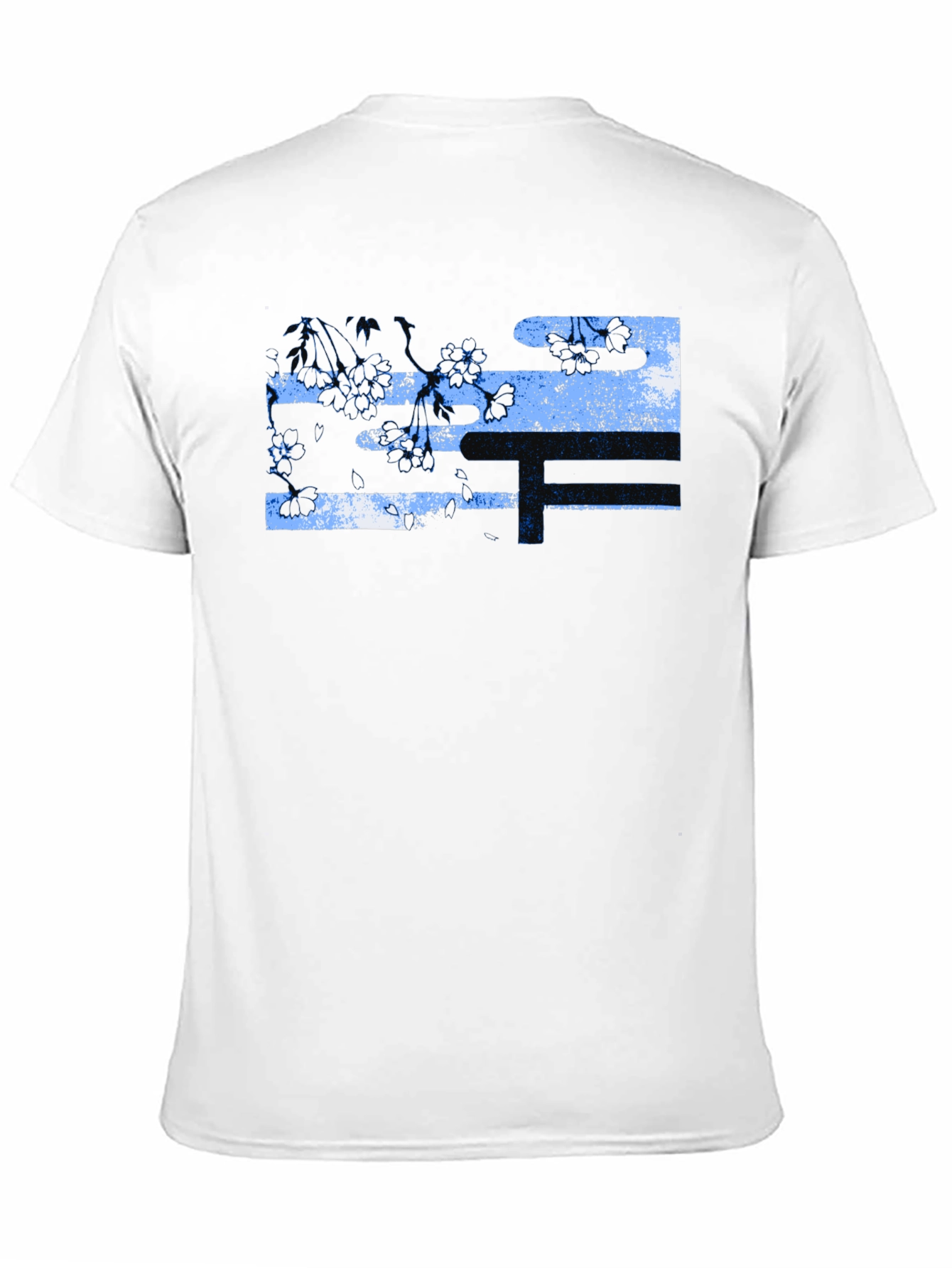 Black T-Shirt with Abstract Floral Design