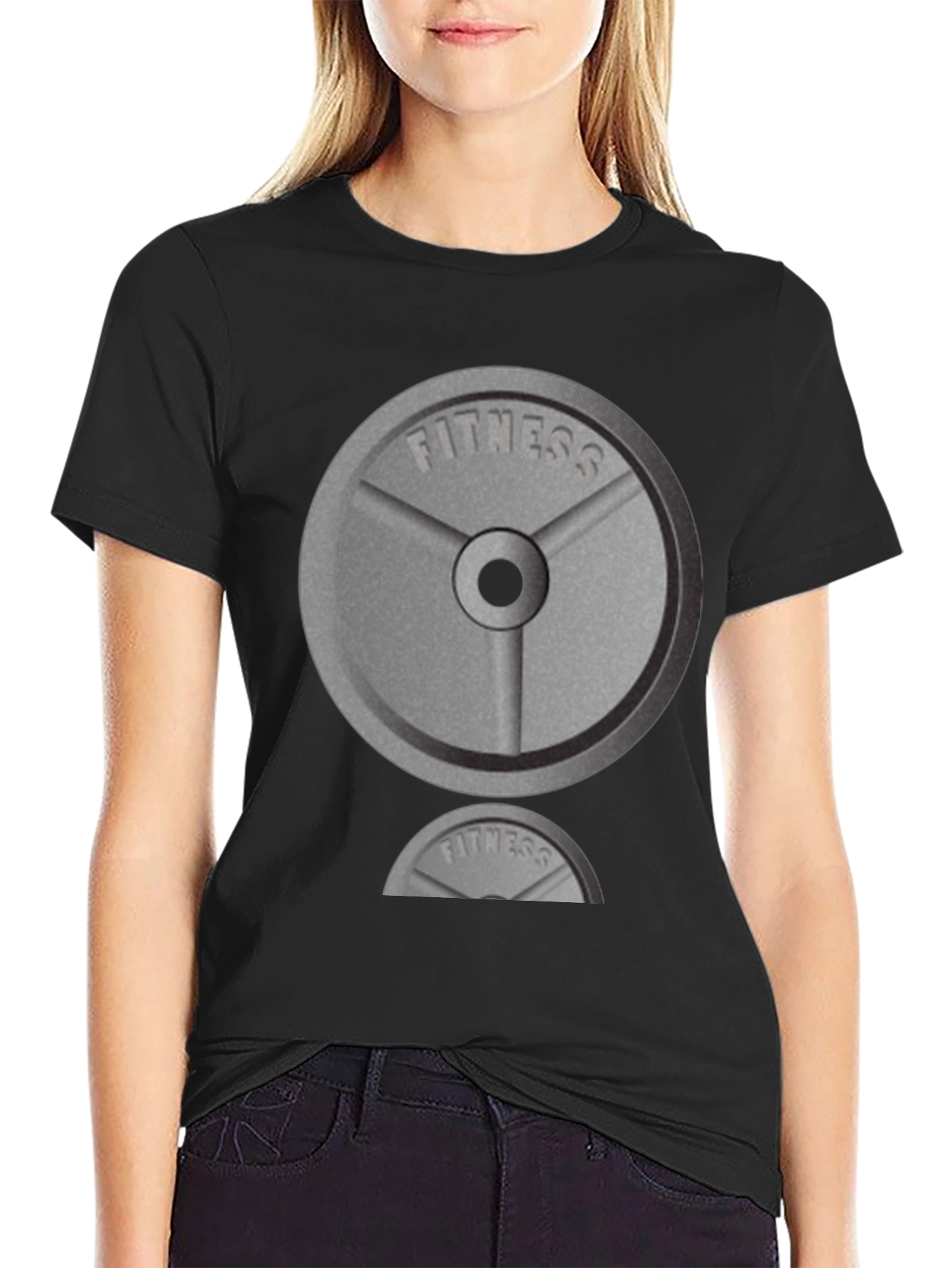 Fitness Weight Plate Graphic T-Shirt - Black
