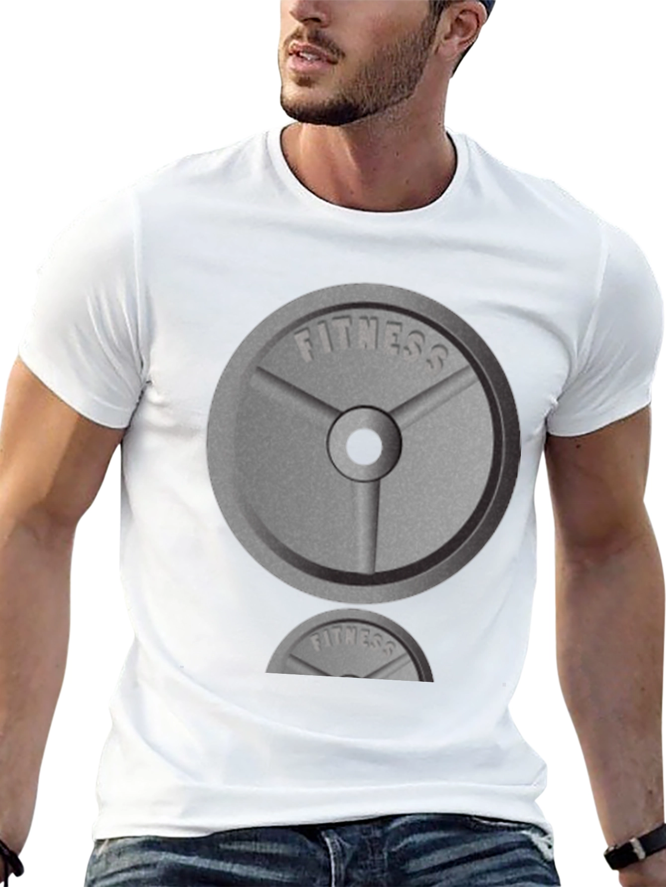 Fitness Weight Plate Graphic T-Shirt - Black