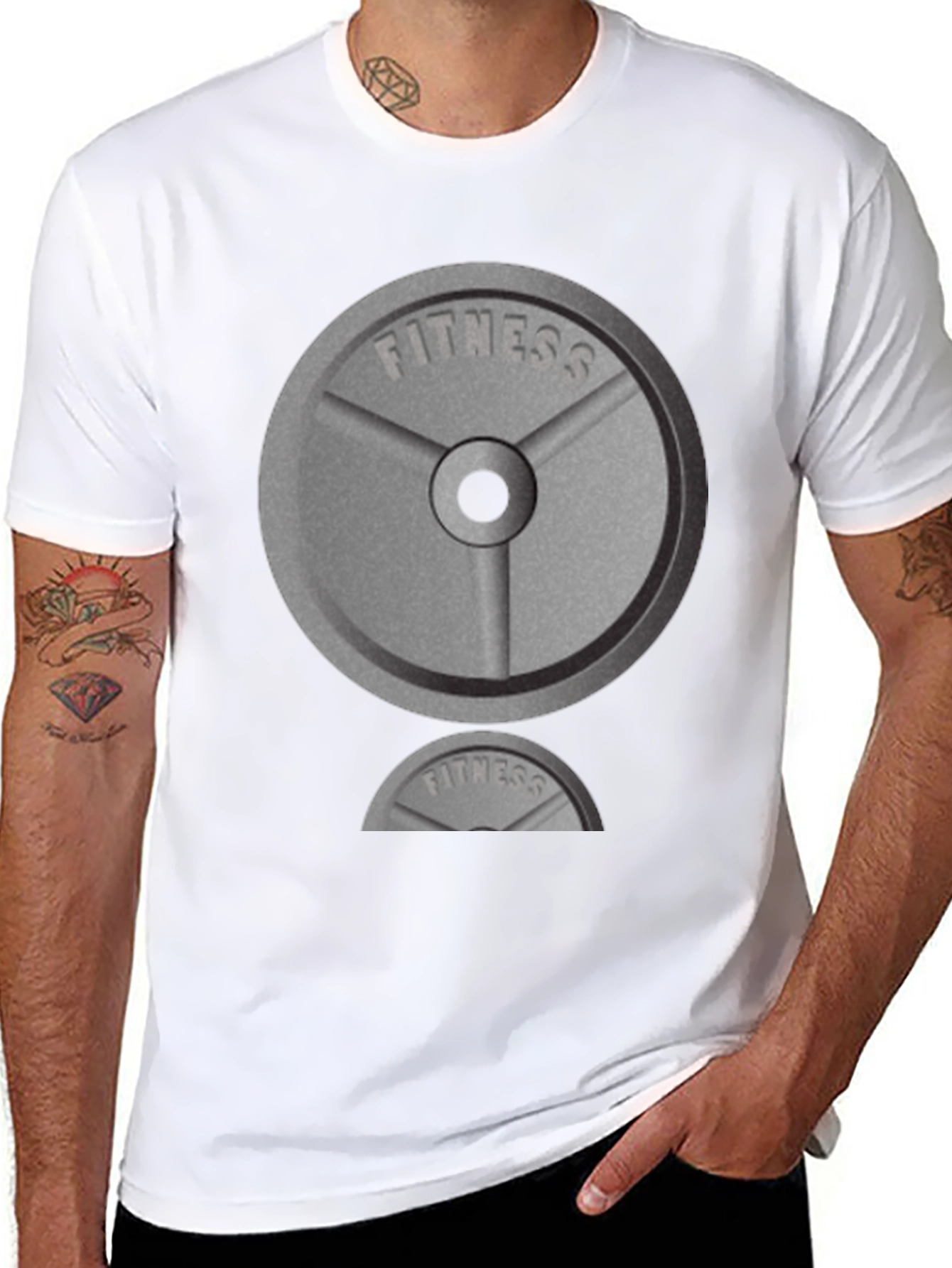 Fitness Weight Plate Graphic T-Shirt - Black