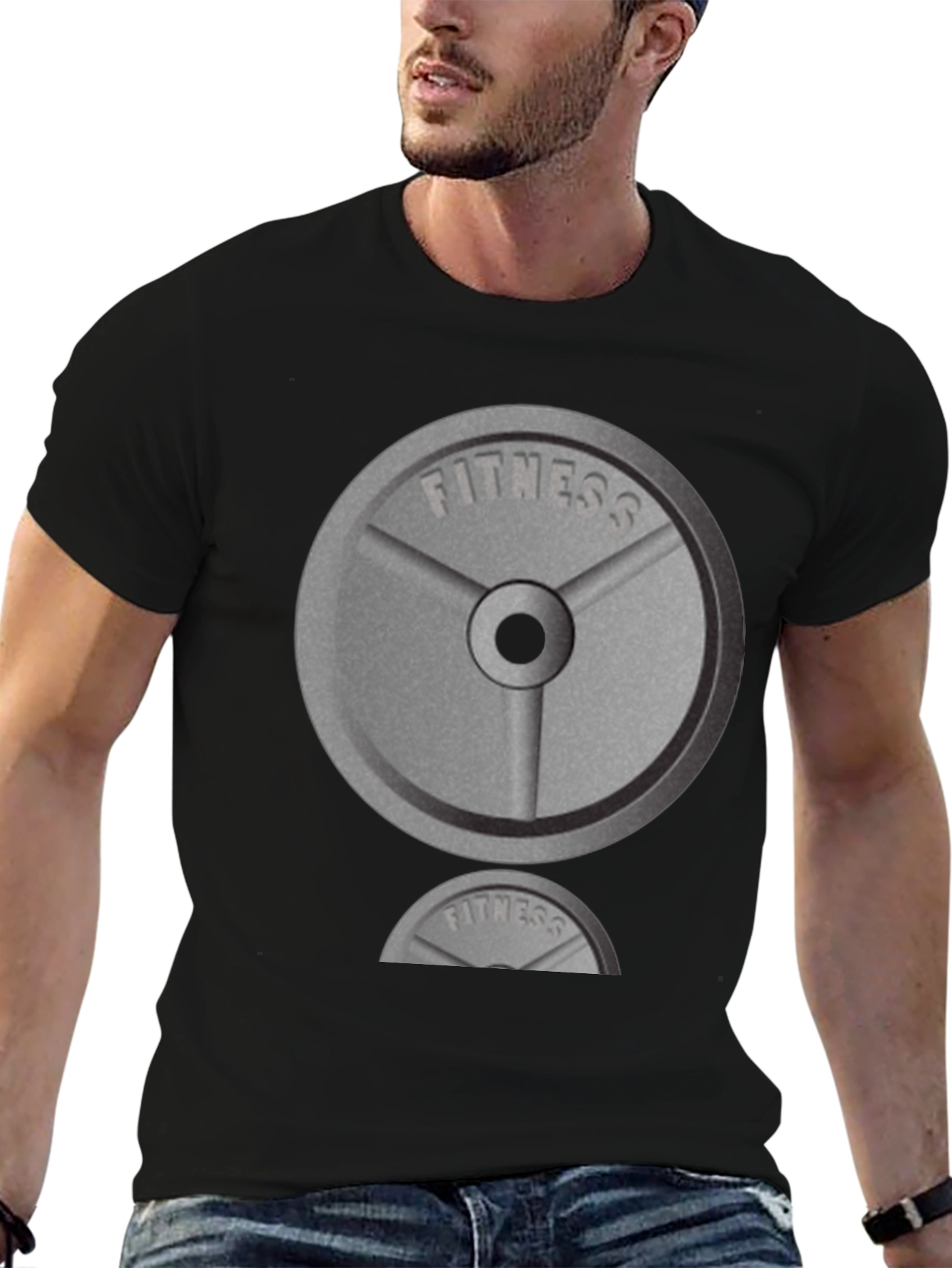 Fitness Weight Plate Graphic T-Shirt - Black