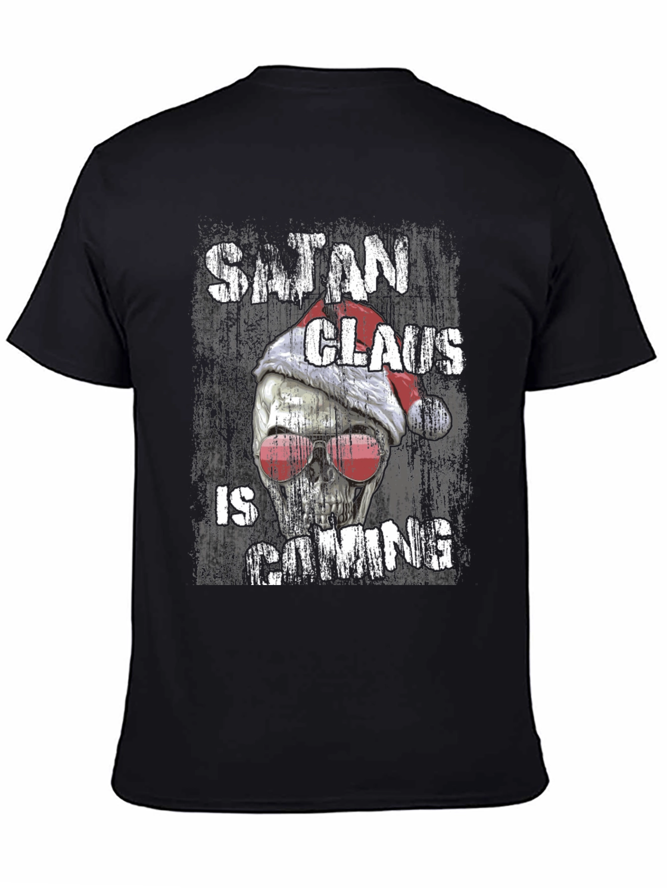 Satan Claus is Coming Graphic Tee - Black
