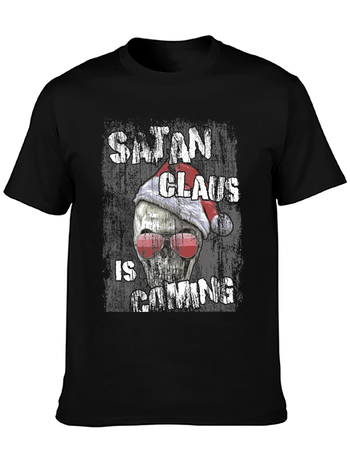 Satan Claus is Coming Graphic Tee - Black