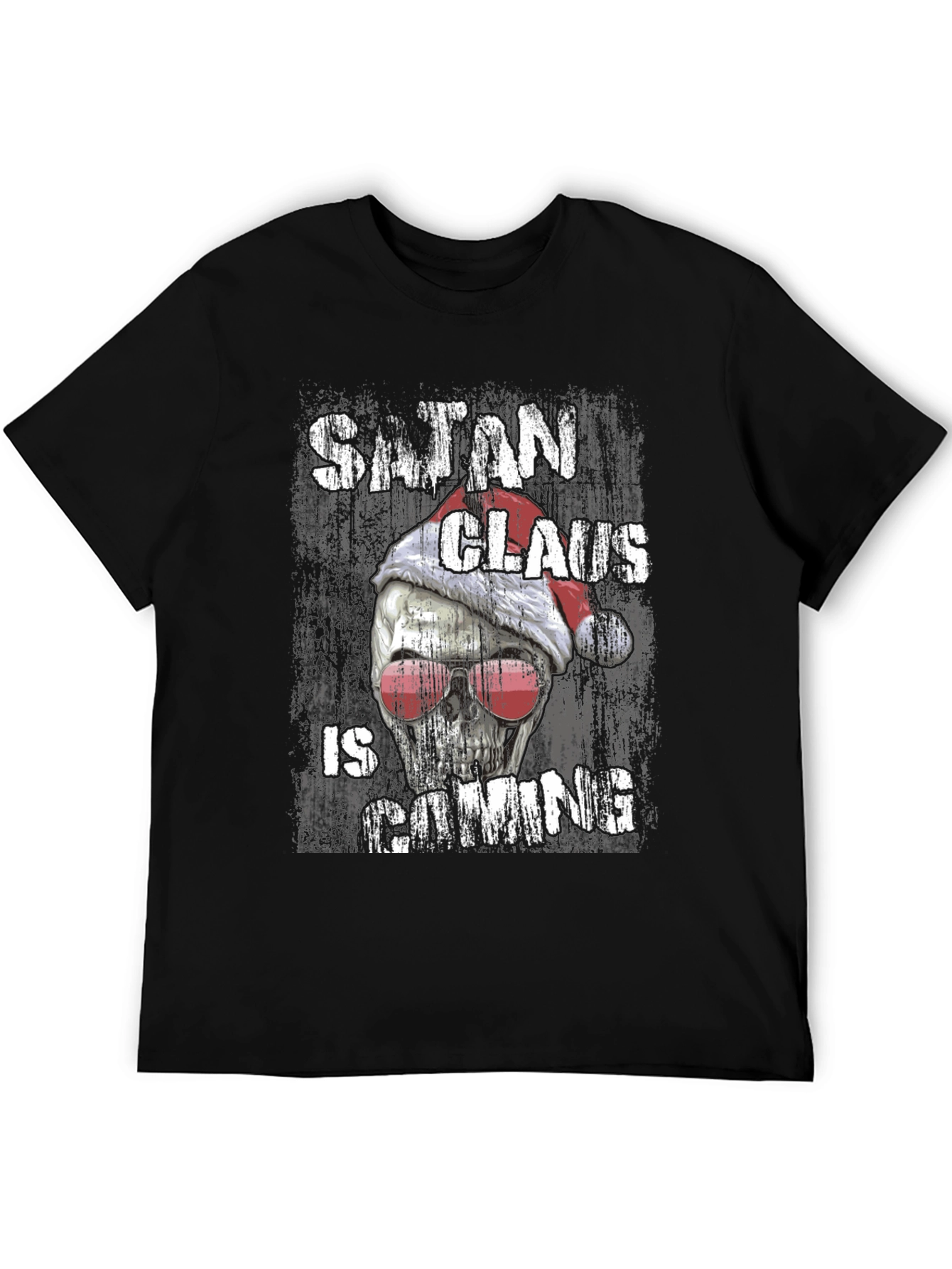 Satan Claus is Coming Graphic Tee - Black